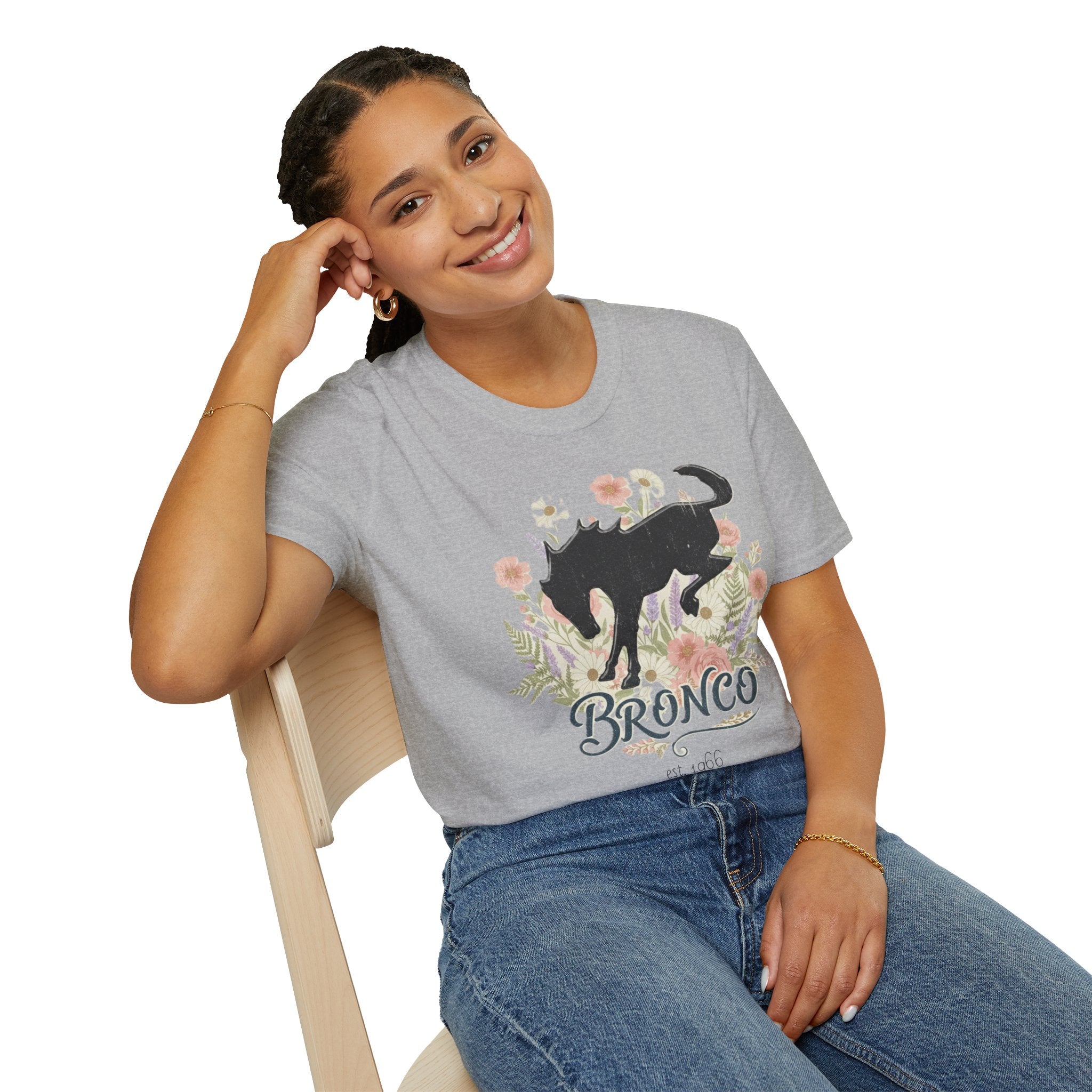 Bronco Floral T-Shirt – Bucking Horse Meets Wildflower | Rugged & Refined Graphic Tee