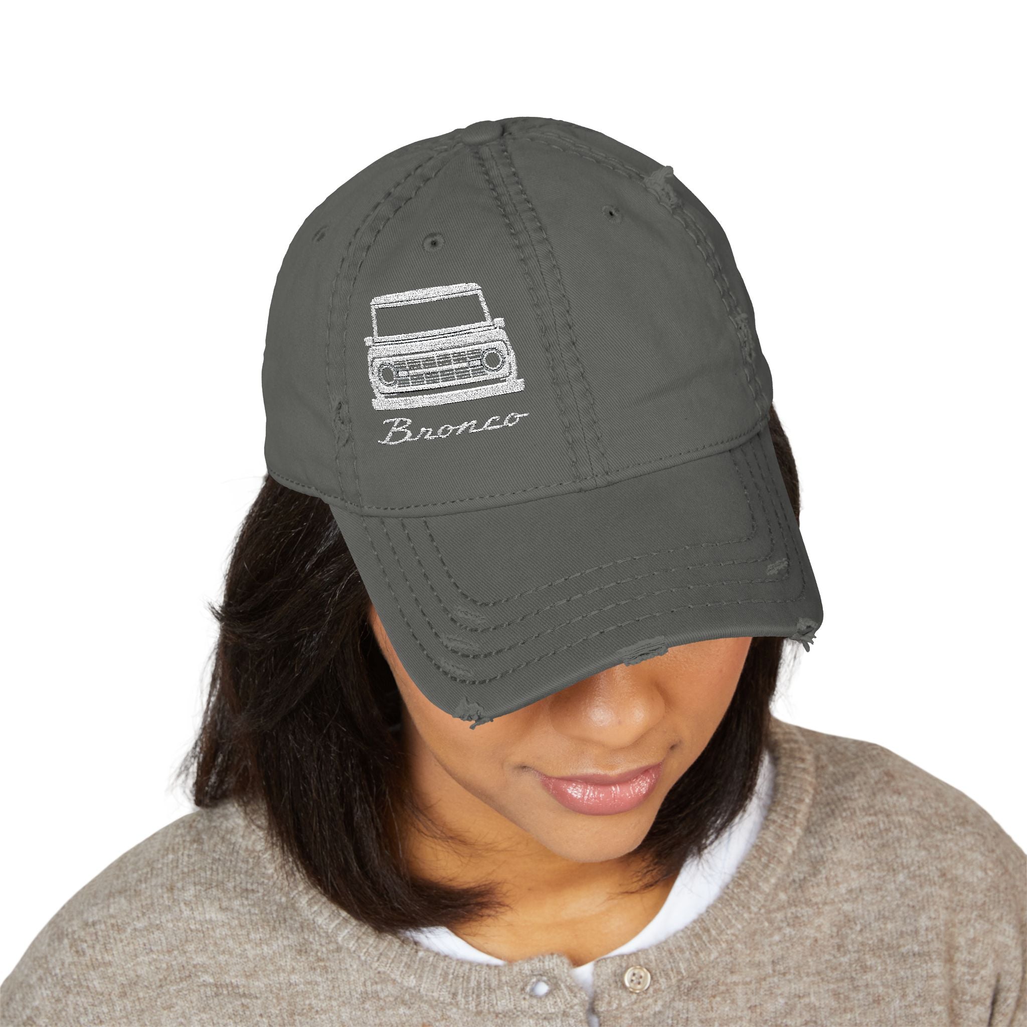 Classic '66 Bronco Silhouette Distressed Dad Hat – Vintage Embroidered Trail Icon