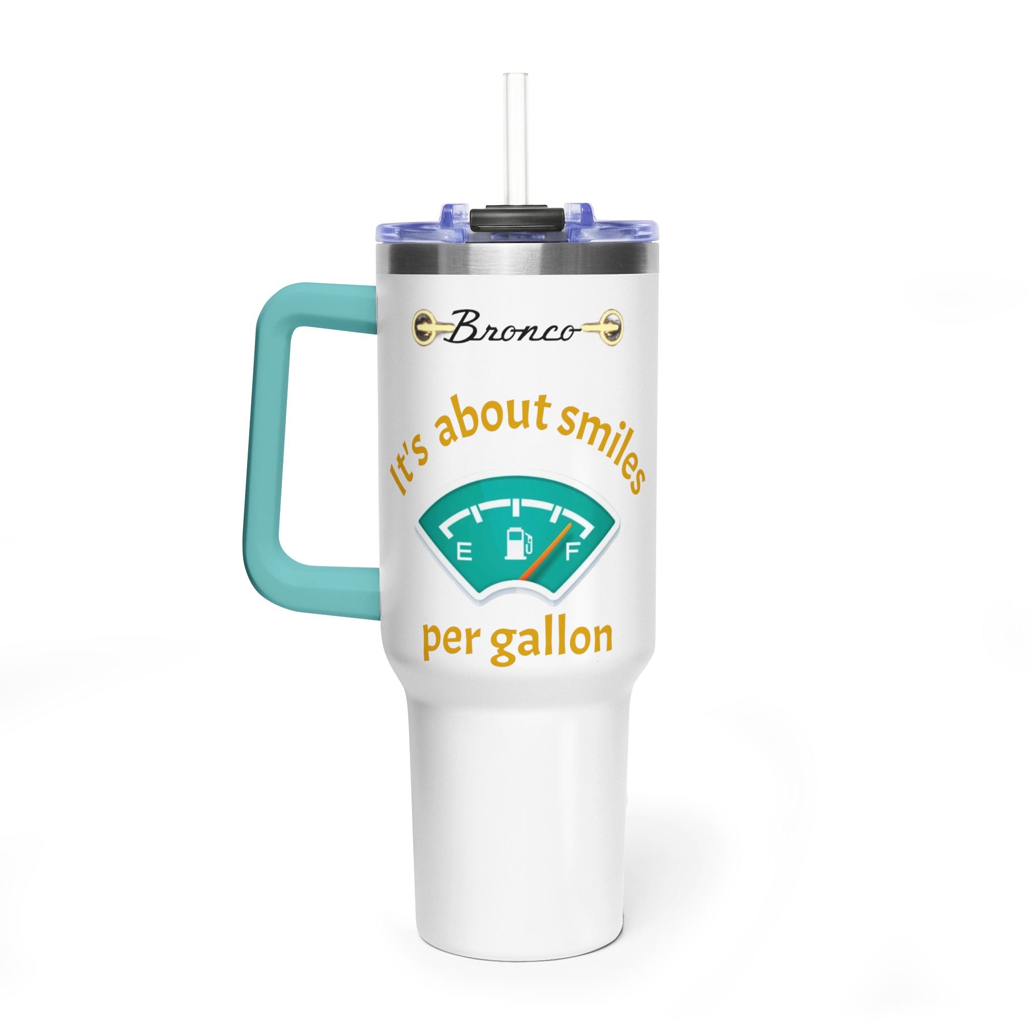 Smiles Per Gallon 40oz Vacuum Insulated Tumbler | Bronco Lifestyle Adventure Travel Mug