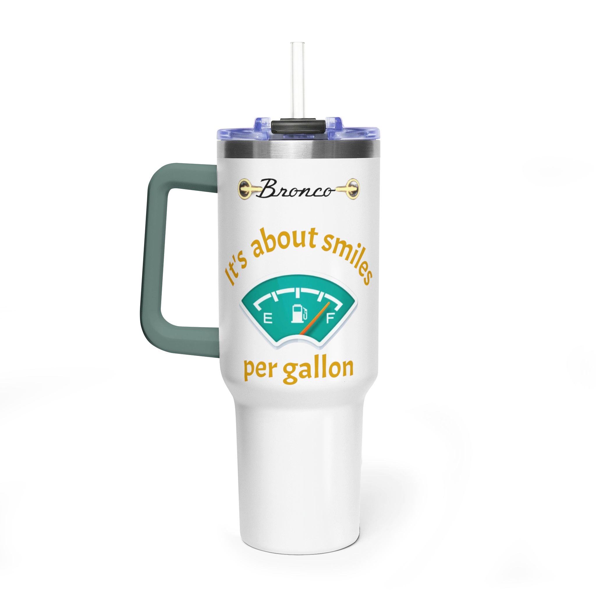 Smiles Per Gallon 40oz Vacuum Insulated Tumbler | Bronco Lifestyle Adventure Travel Mug