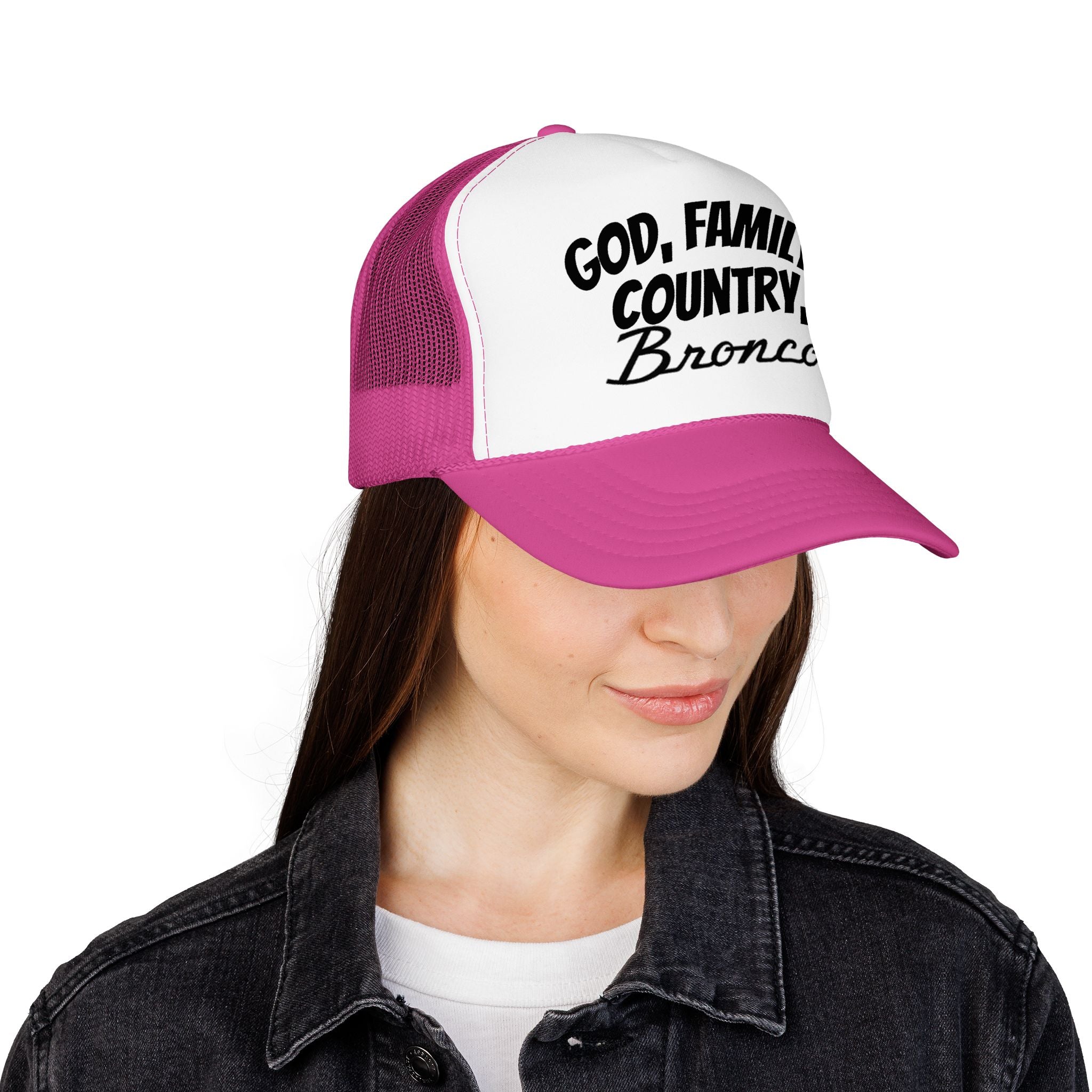 God. Family. Country. Bronco. Trucker Hat – Built Wild, Built With Values