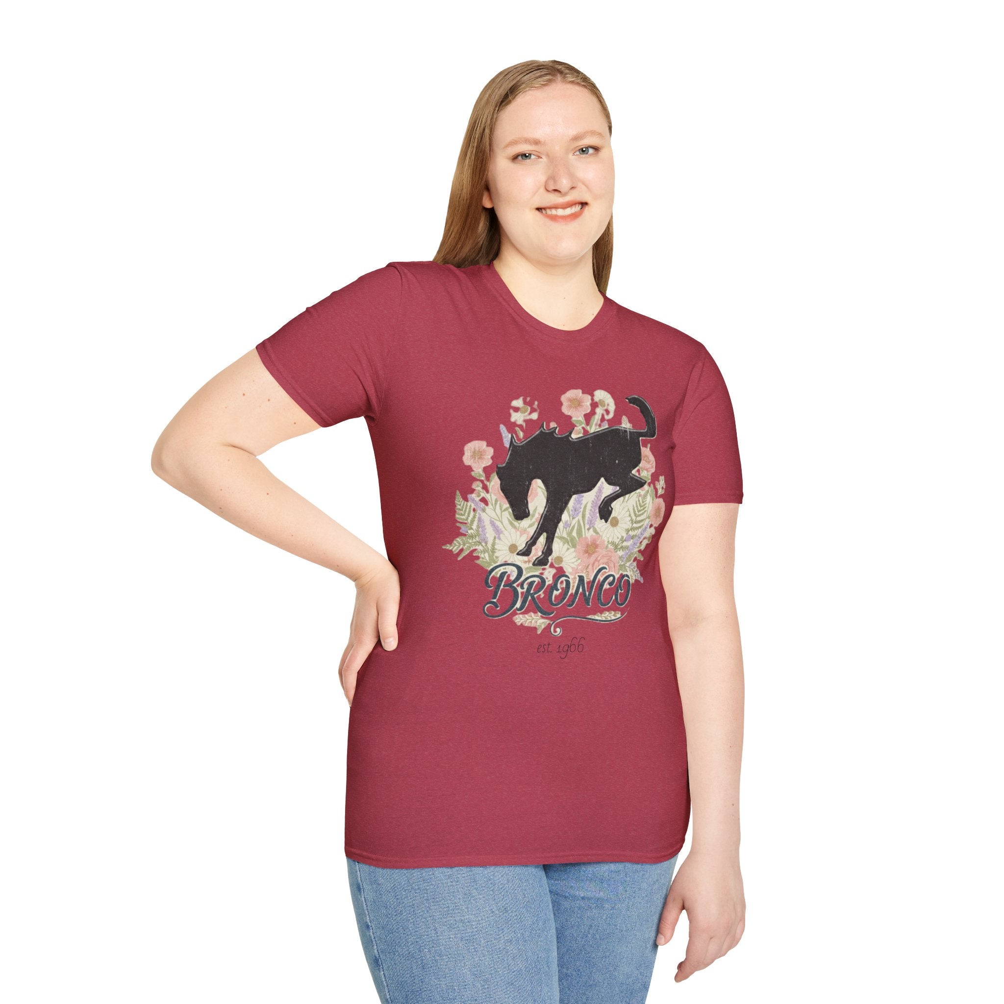 Bronco Floral T-Shirt – Bucking Horse Meets Wildflower | Rugged & Refined Graphic Tee
