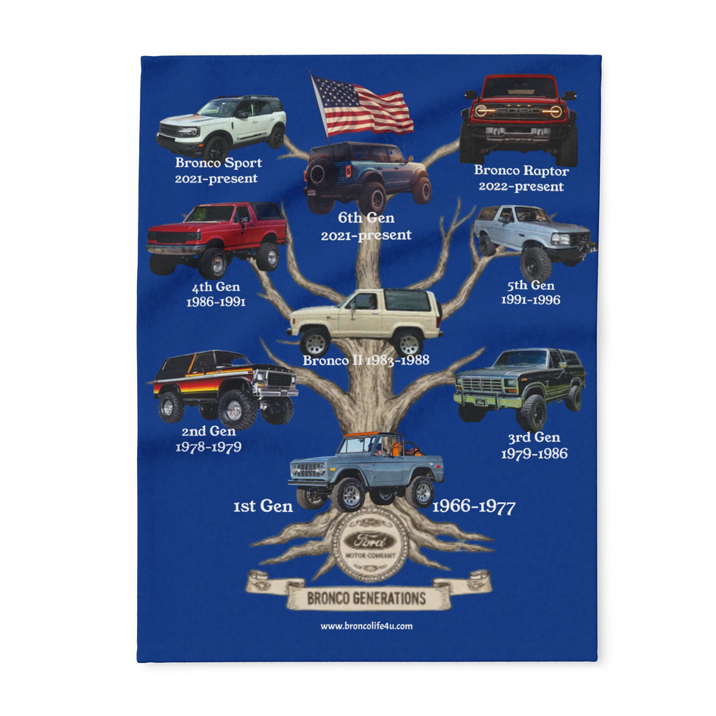 Bronco Generations Fleece Blanket – Ford Bronco Family Tree