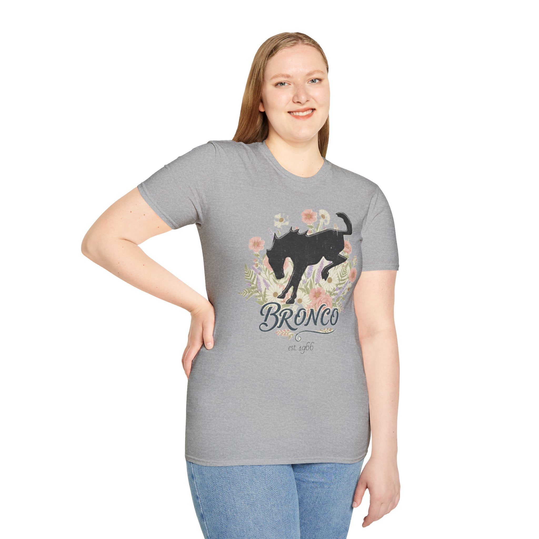 Bronco Floral T-Shirt – Bucking Horse Meets Wildflower | Rugged & Refined Graphic Tee