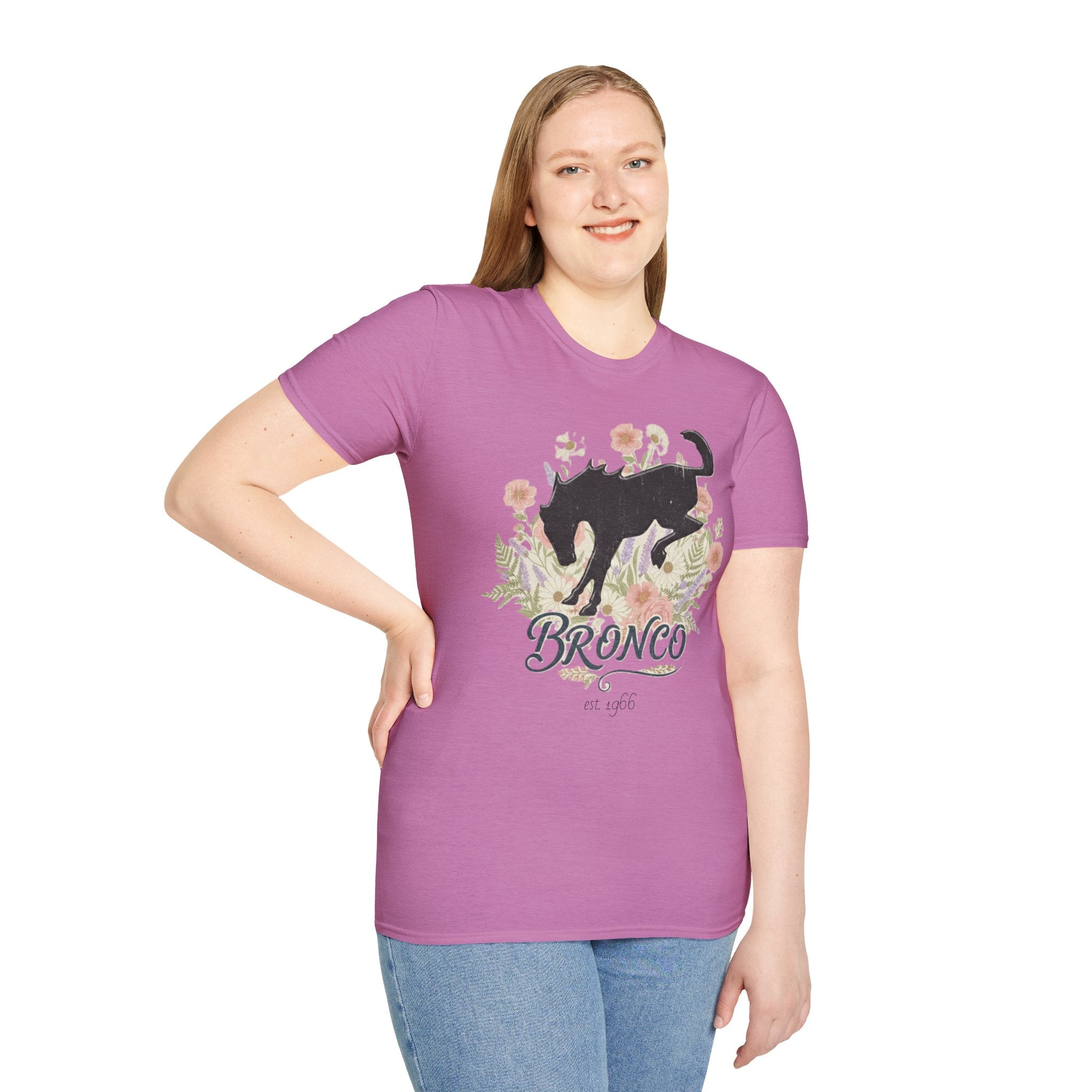 Bronco Floral T-Shirt – Bucking Horse Meets Wildflower | Rugged & Refined Graphic Tee