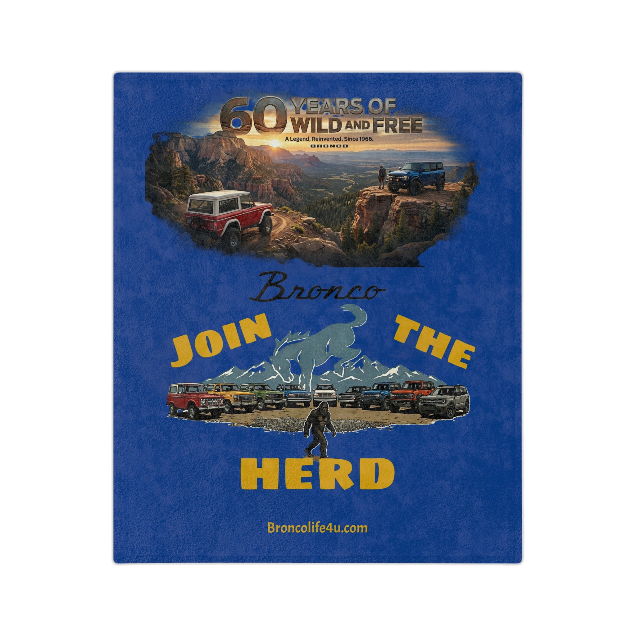 Join the Herd Premium Microfiber Blanket | Bronco Heritage Adventure Throw | 60 Years of Wild & Free