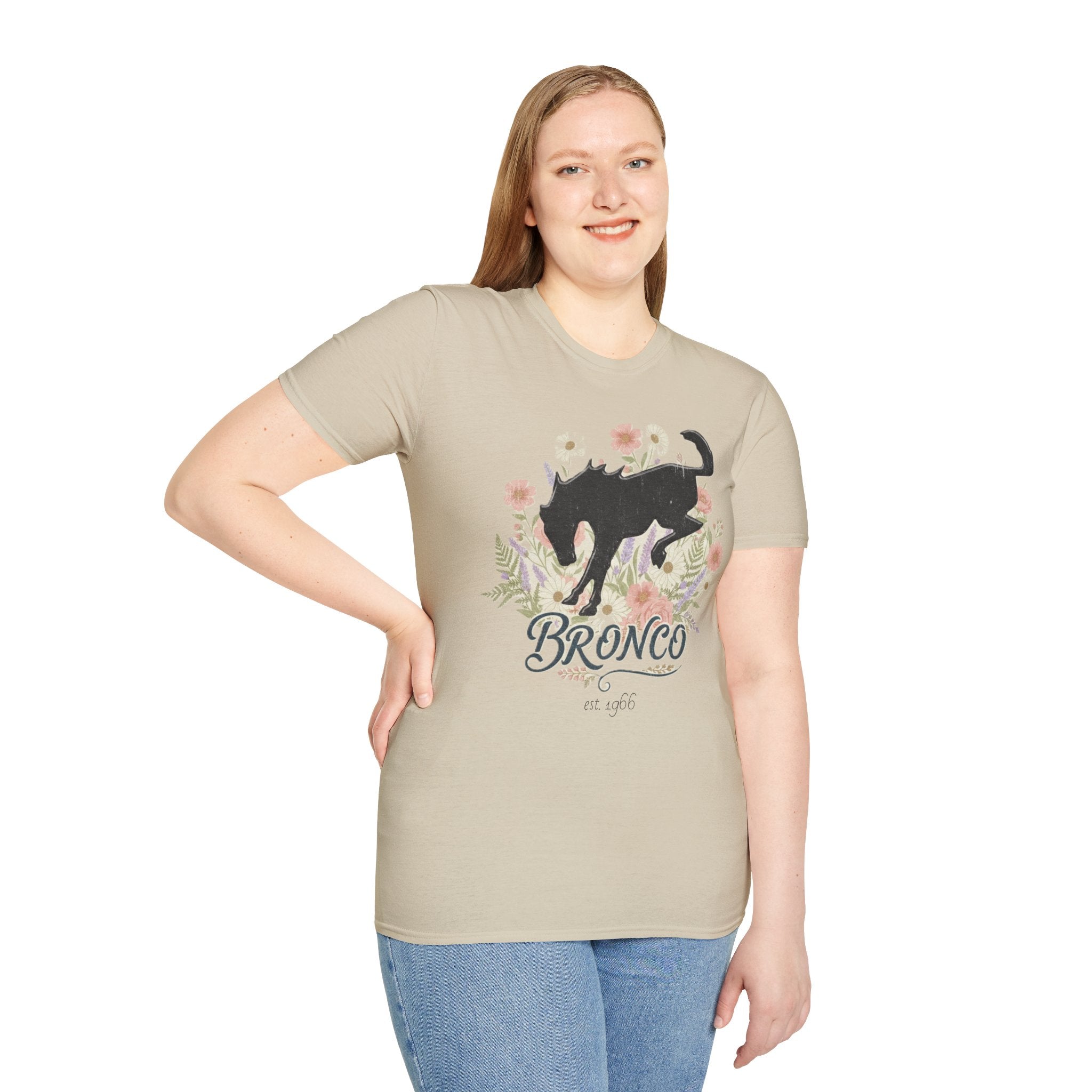 Bronco Floral T-Shirt – Bucking Horse Meets Wildflower | Rugged & Refined Graphic Tee