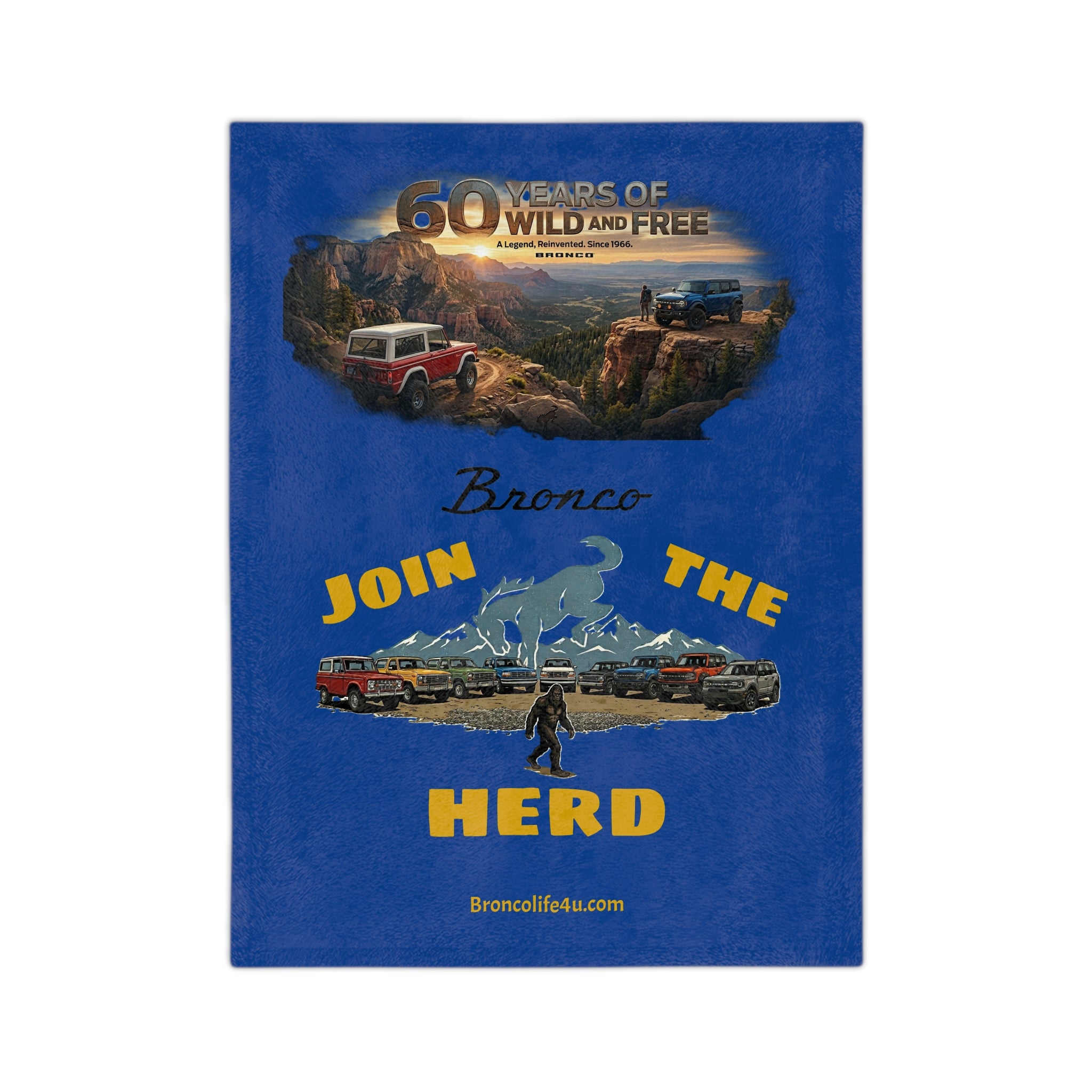 Join the Herd Premium Microfiber Blanket | Bronco Heritage Adventure Throw | 60 Years of Wild & Free