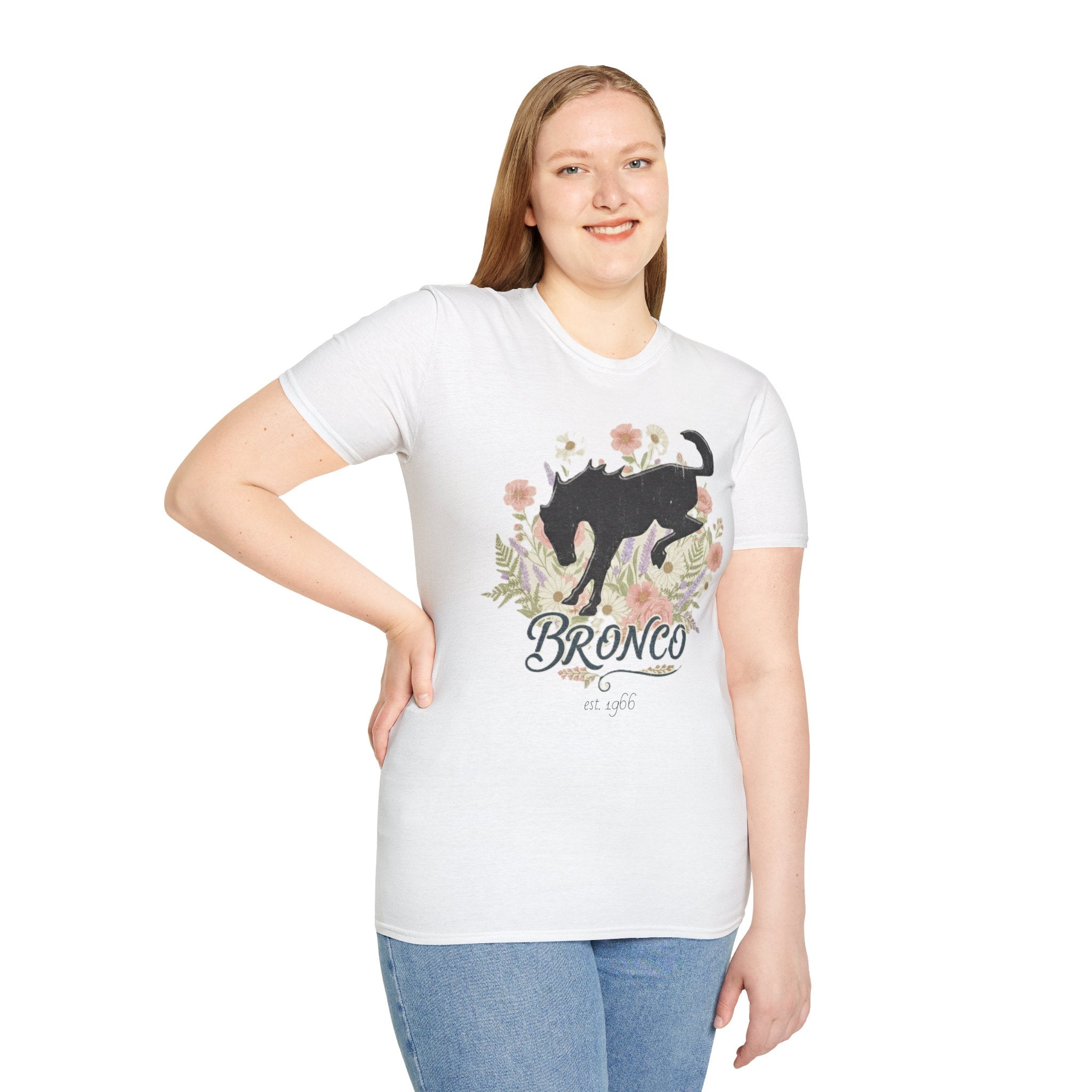 Bronco Floral T-Shirt – Bucking Horse Meets Wildflower | Rugged & Refined Graphic Tee