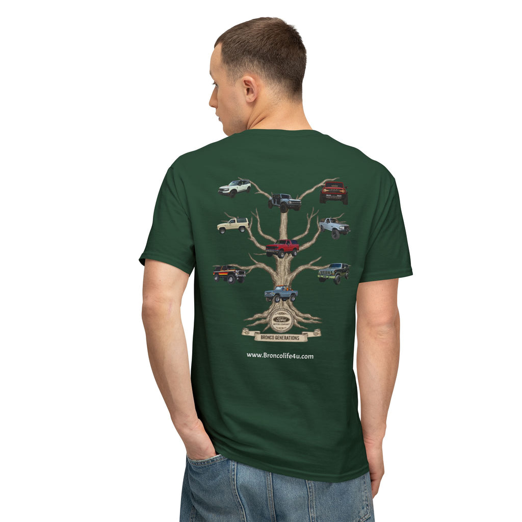 Bronco Family Tree Tee — Six Generations of Grit, Gas & Glory