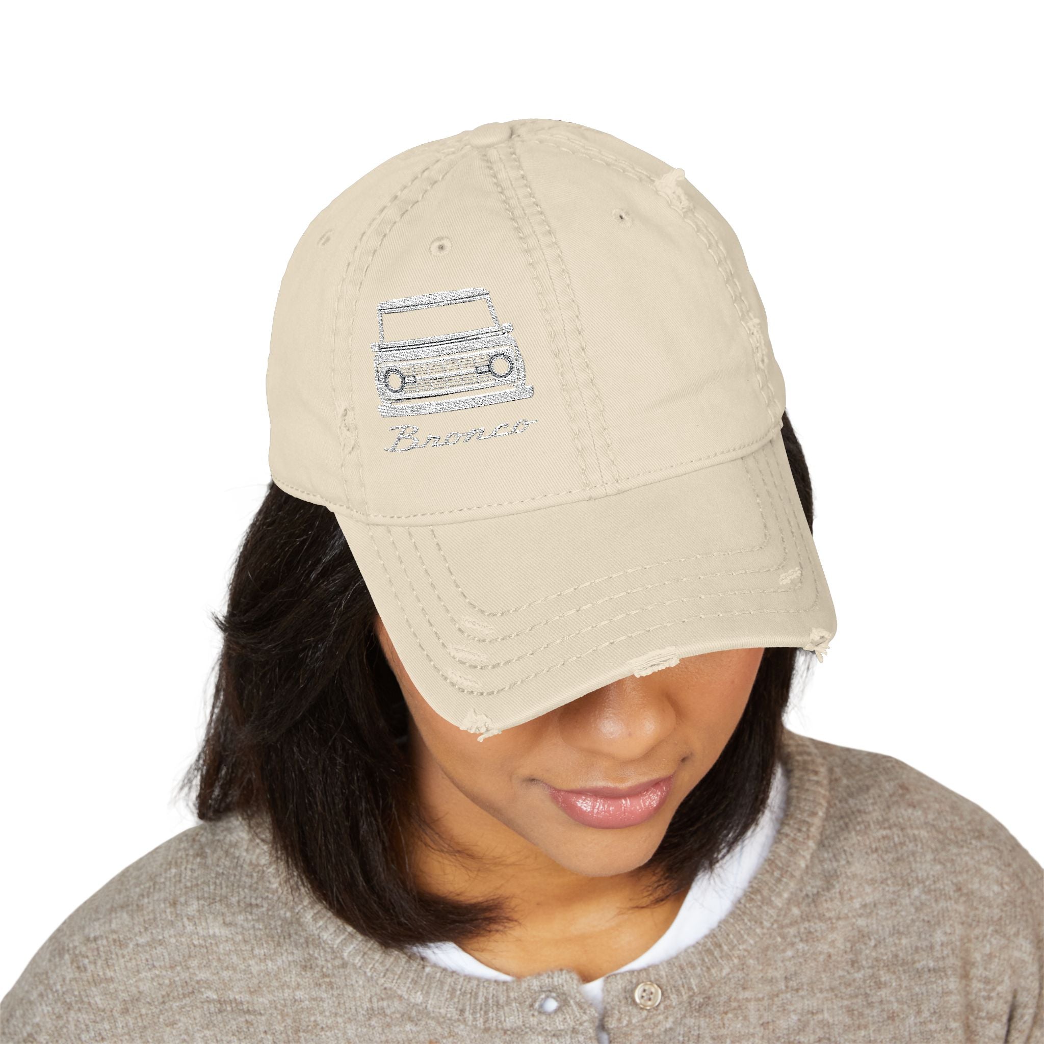 Classic '66 Bronco Silhouette Distressed Dad Hat – Vintage Embroidered Trail Icon
