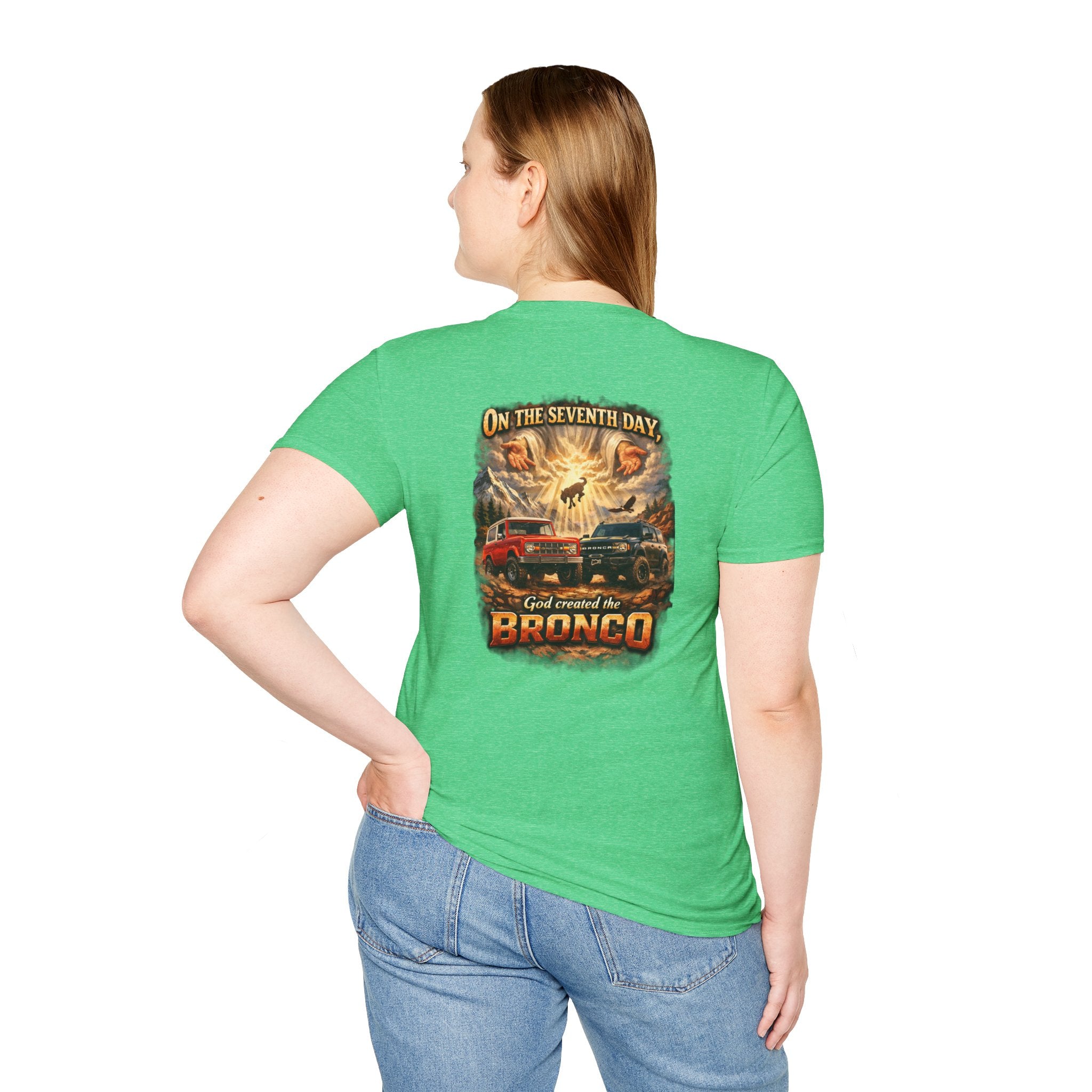 On the Seventh Day God Created the Bronco Tee – Vintage Ford Bronco Graphic Shirt