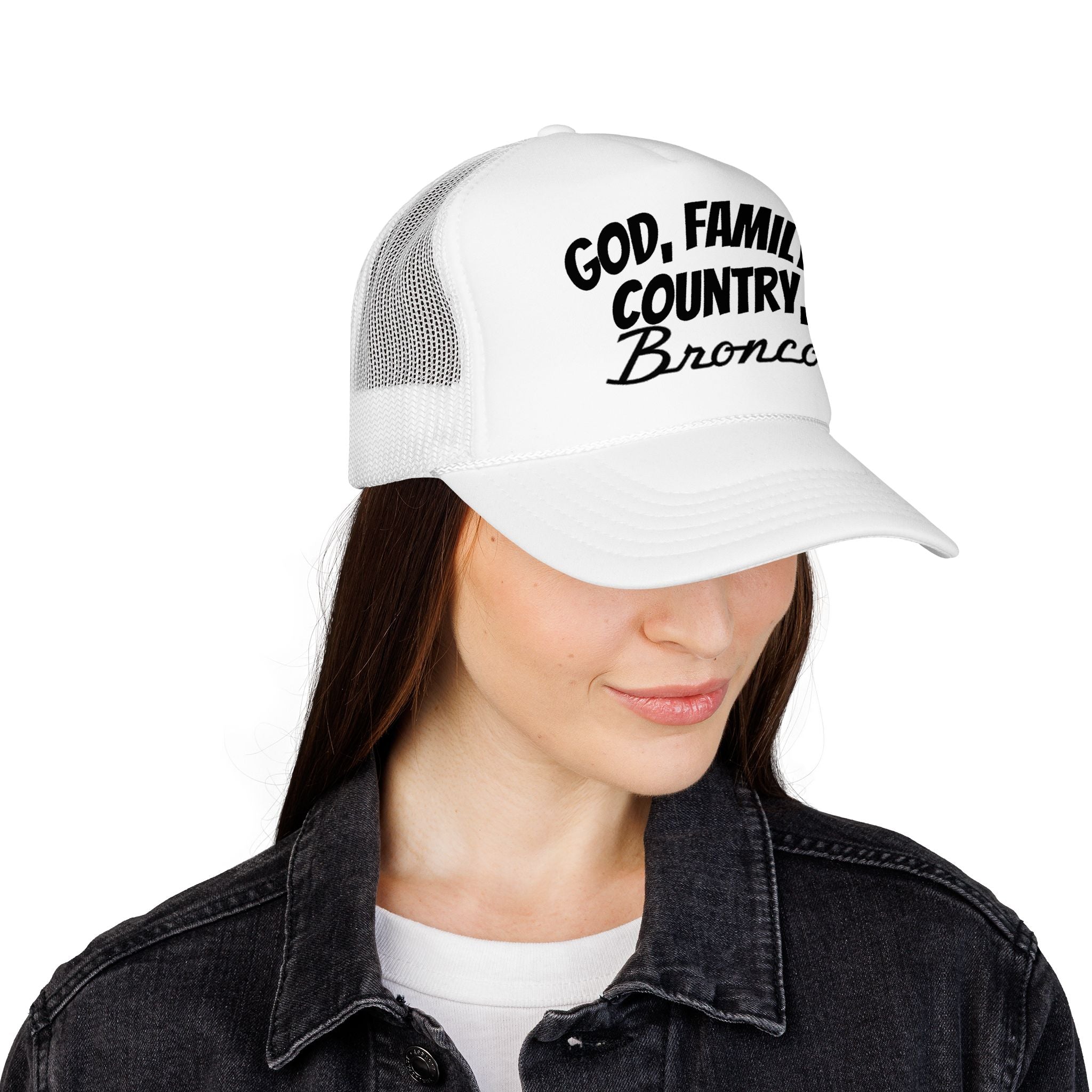 God. Family. Country. Bronco. Trucker Hat – Built Wild, Built With Values