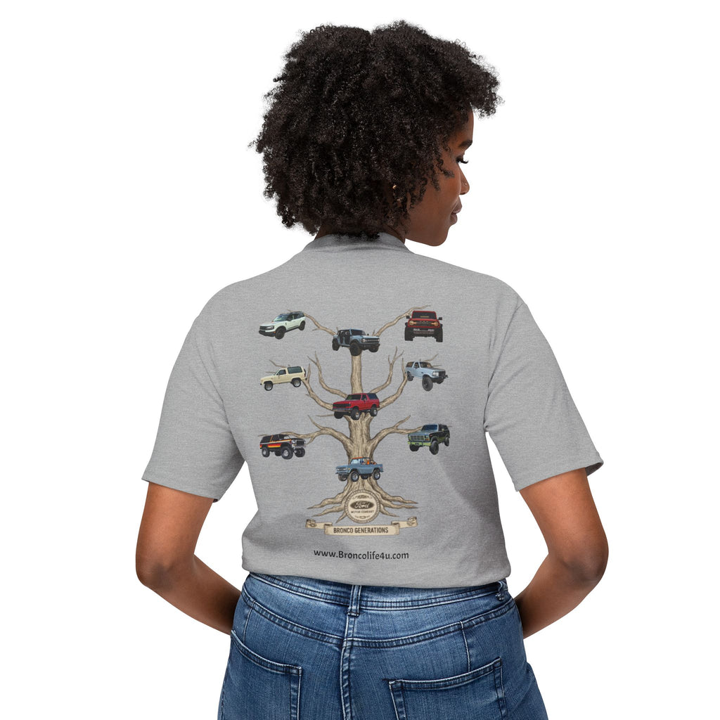Bronco Family Tree Tee — Six Generations of Grit, Gas & Glory