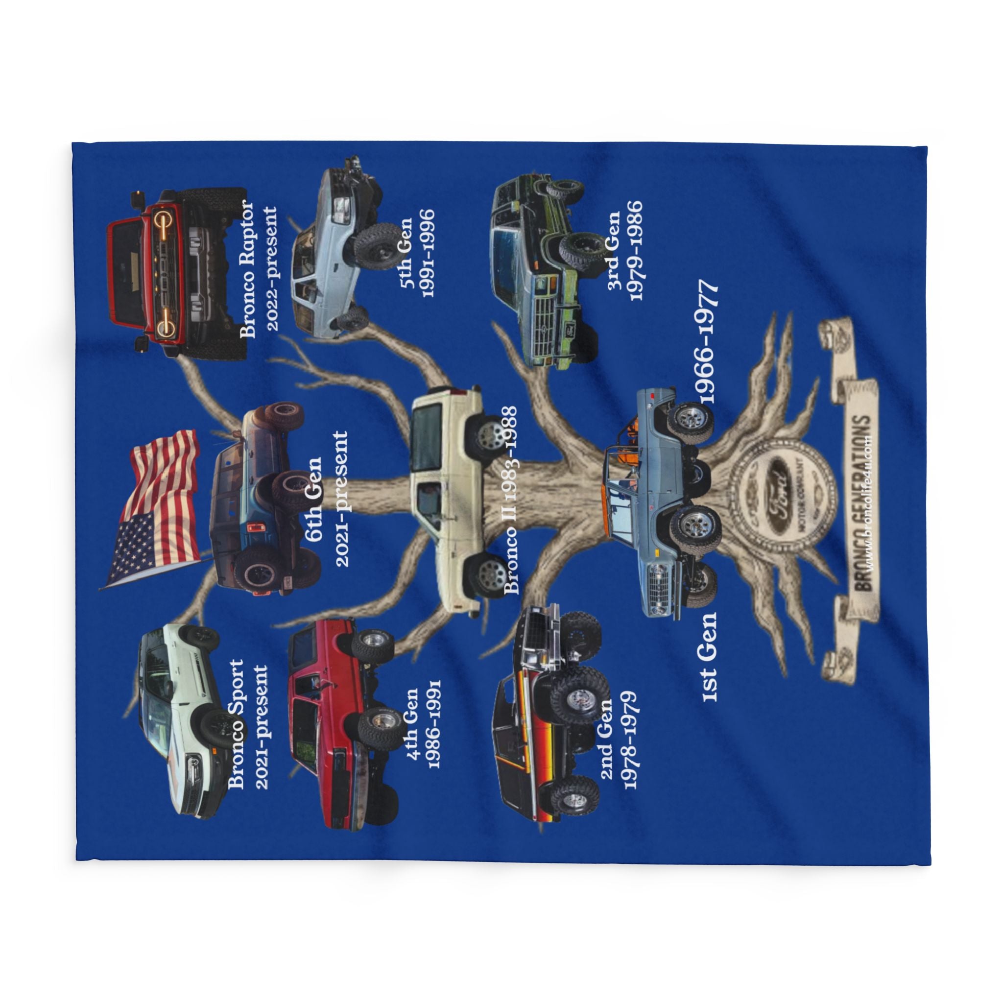 Bronco Generations Fleece Blanket – Ford Bronco Family Tree