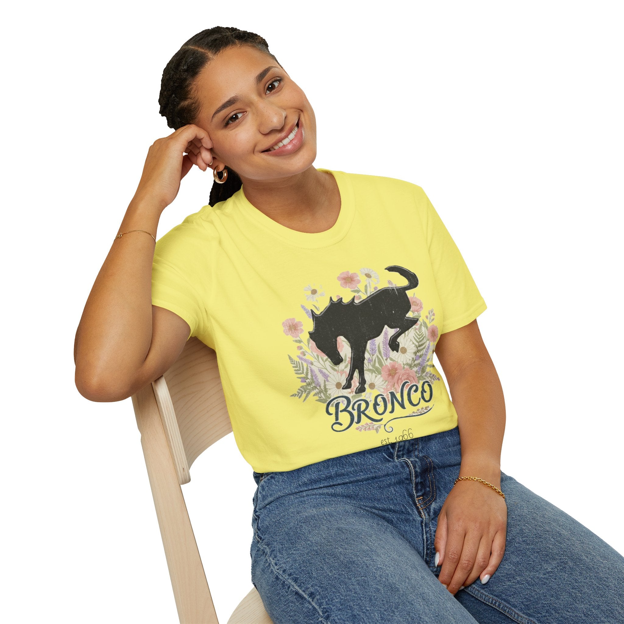 Bronco Floral T-Shirt – Bucking Horse Meets Wildflower | Rugged & Refined Graphic Tee