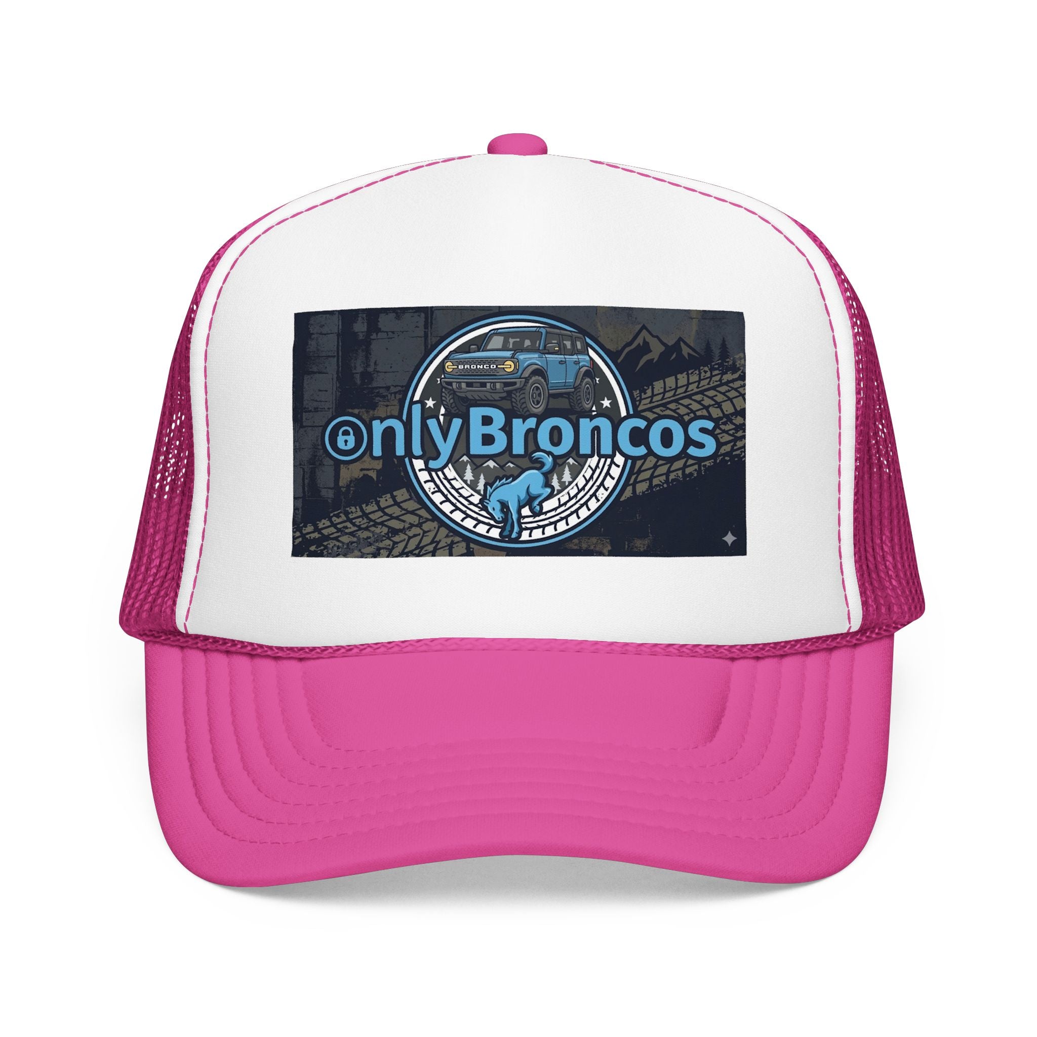 Only Broncos Foam Trucker Hat – 6G Bronco & Bucking Bronco Logo Retro Off-Road Cap