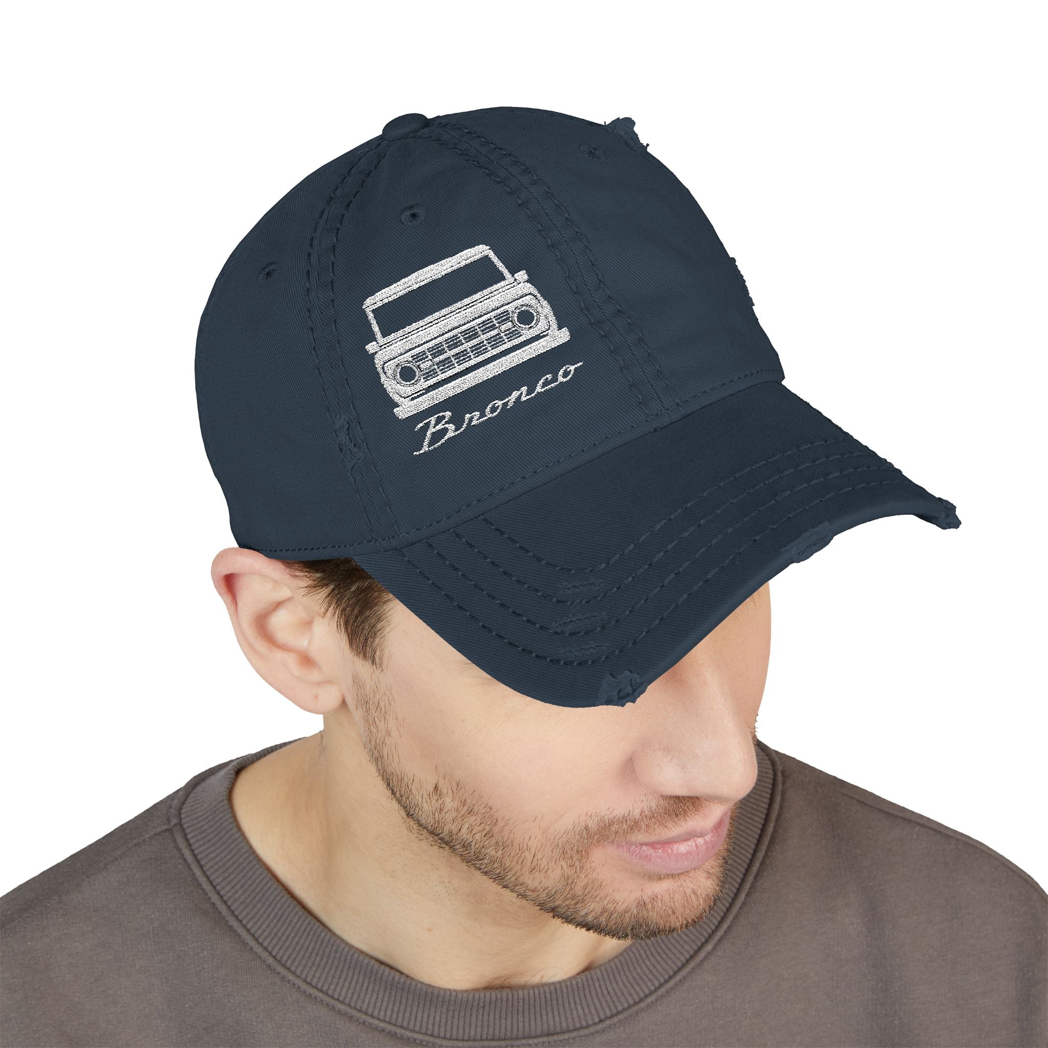 Classic '66 Bronco Silhouette Distressed Dad Hat – Vintage Embroidered Trail Icon
