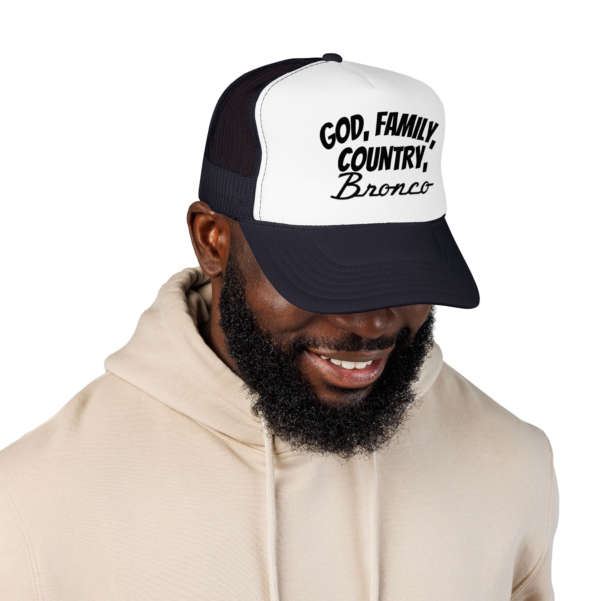 God. Family. Country. Bronco. Trucker Hat – Built Wild, Built With Values