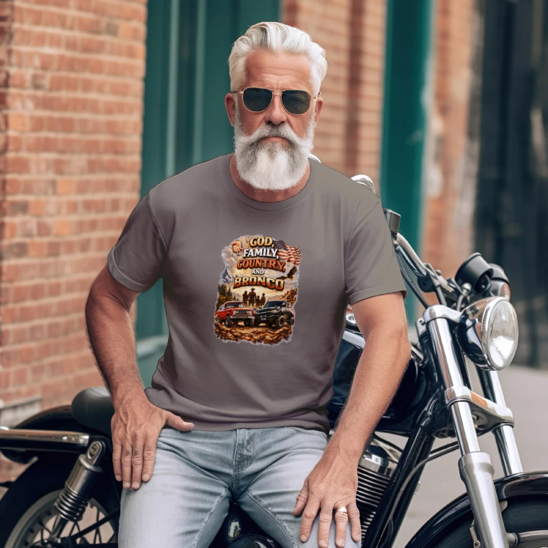 God, Family, Country & Ford Bronco Tee – Bronco Heritage & Adventure Lifestyle Shirt T-Shirt