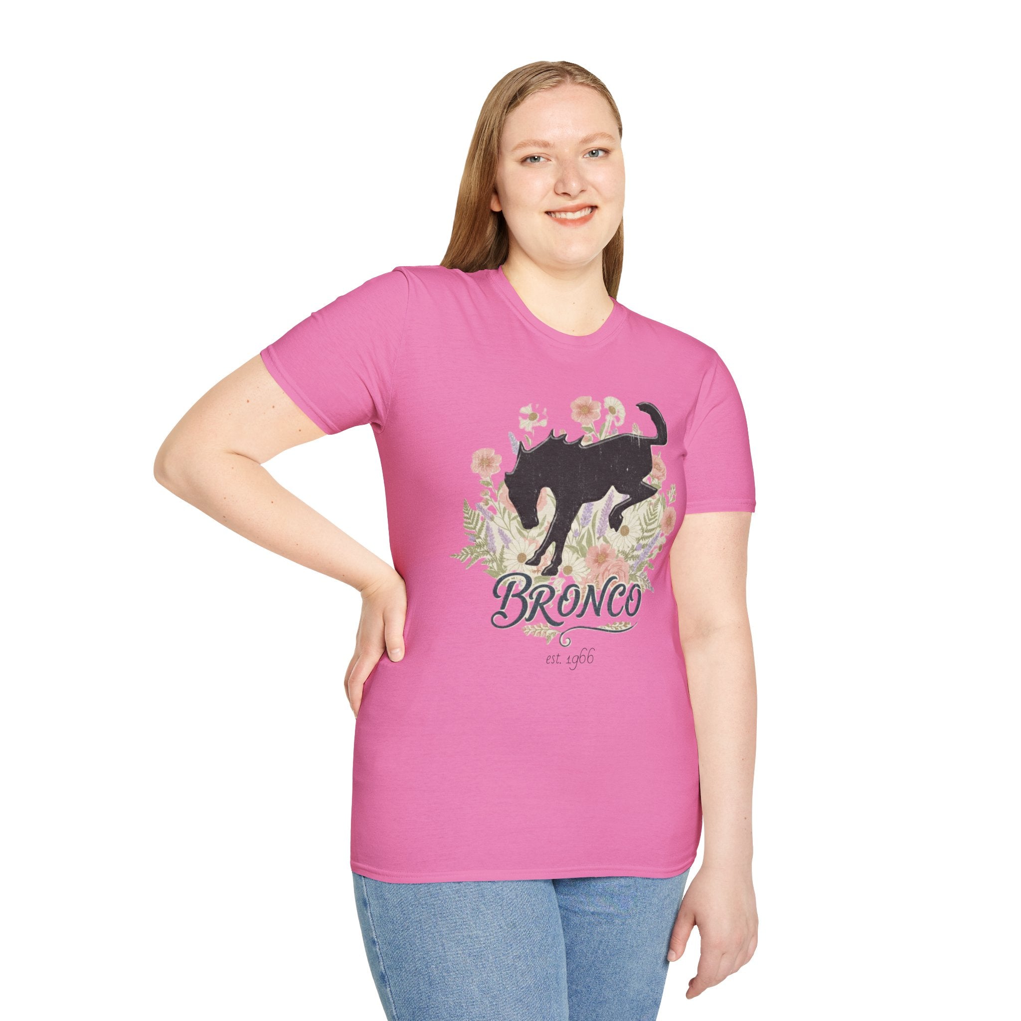 Bronco Floral T-Shirt – Bucking Horse Meets Wildflower | Rugged & Refined Graphic Tee