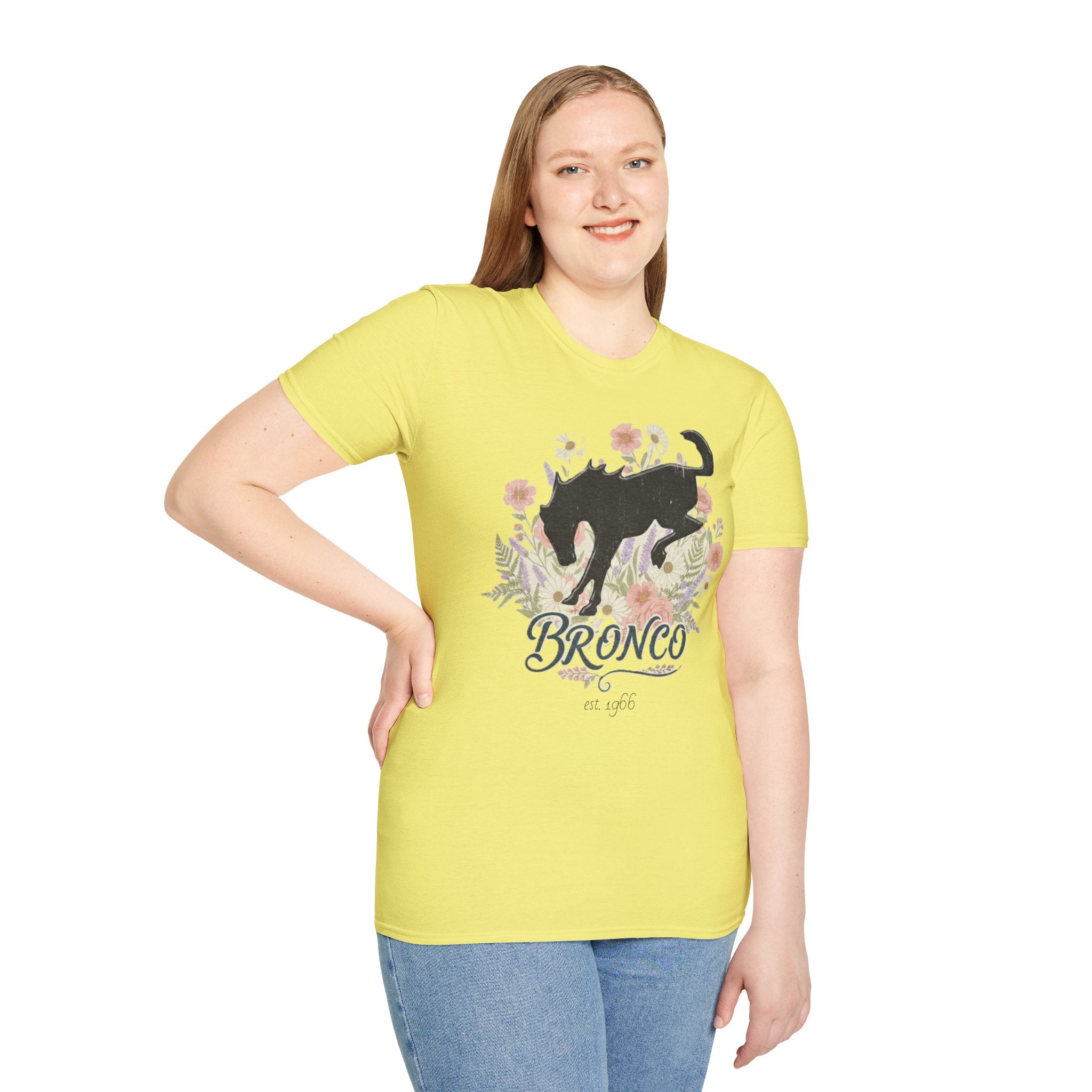 Bronco Floral T-Shirt – Bucking Horse Meets Wildflower | Rugged & Refined Graphic Tee