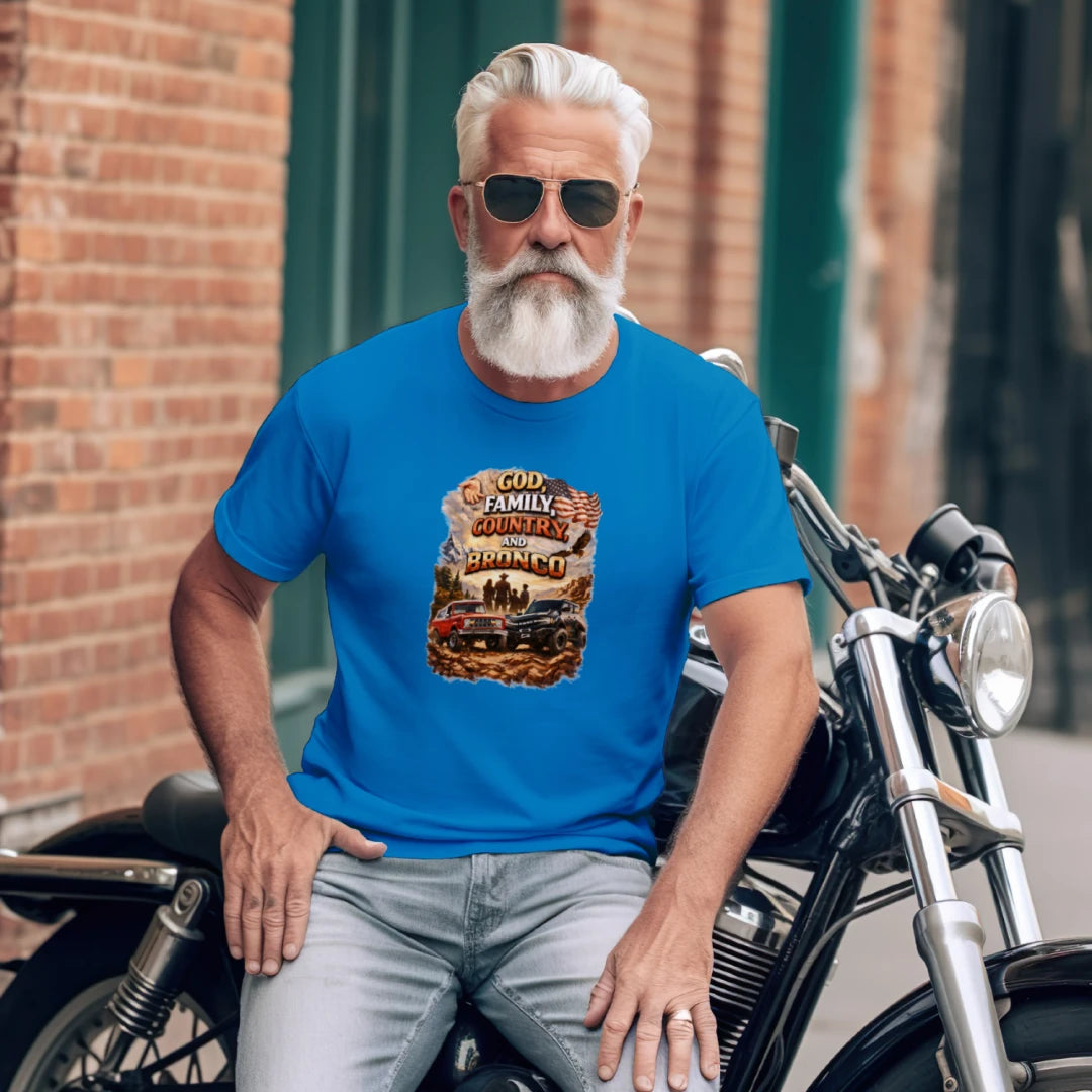 God, Family, Country & Ford Bronco Tee – Bronco Heritage & Adventure Lifestyle Shirt T-Shirt