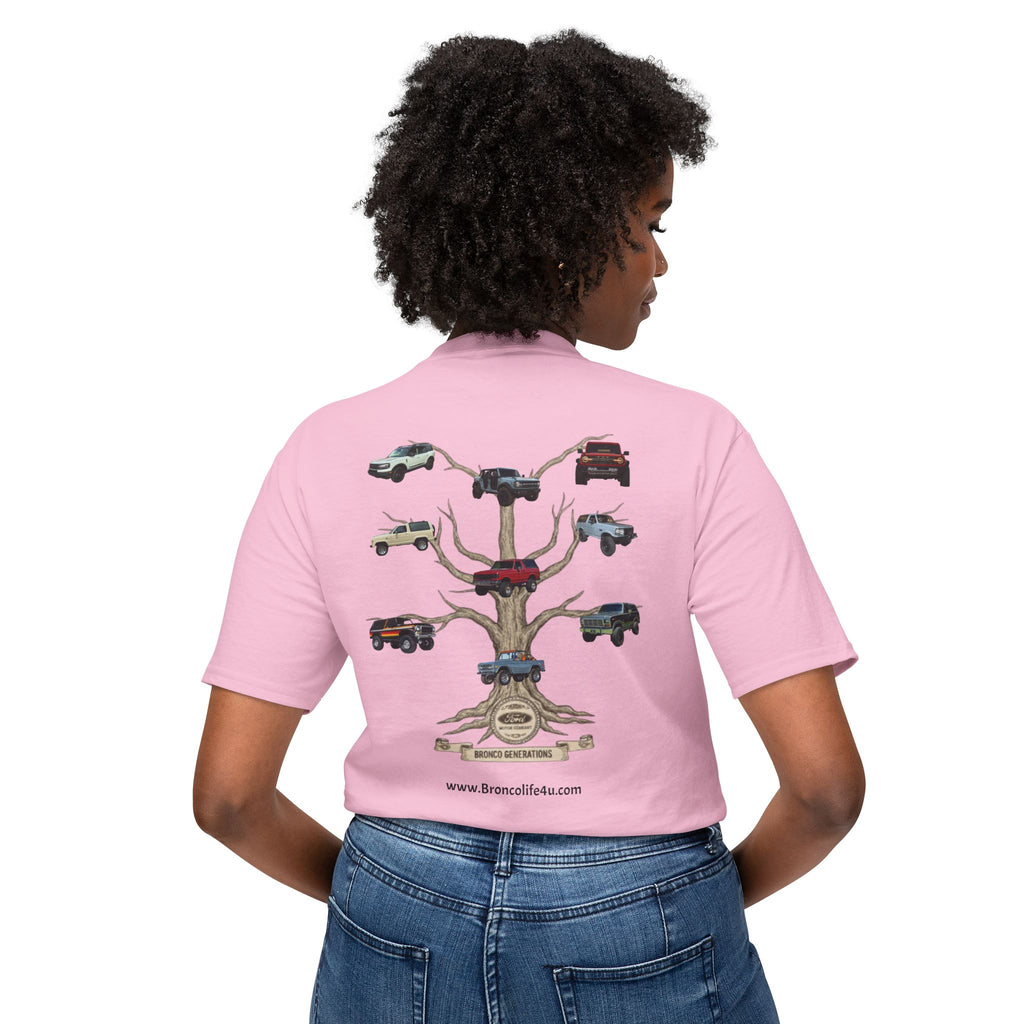 Bronco Family Tree Tee — Six Generations of Grit, Gas & Glory