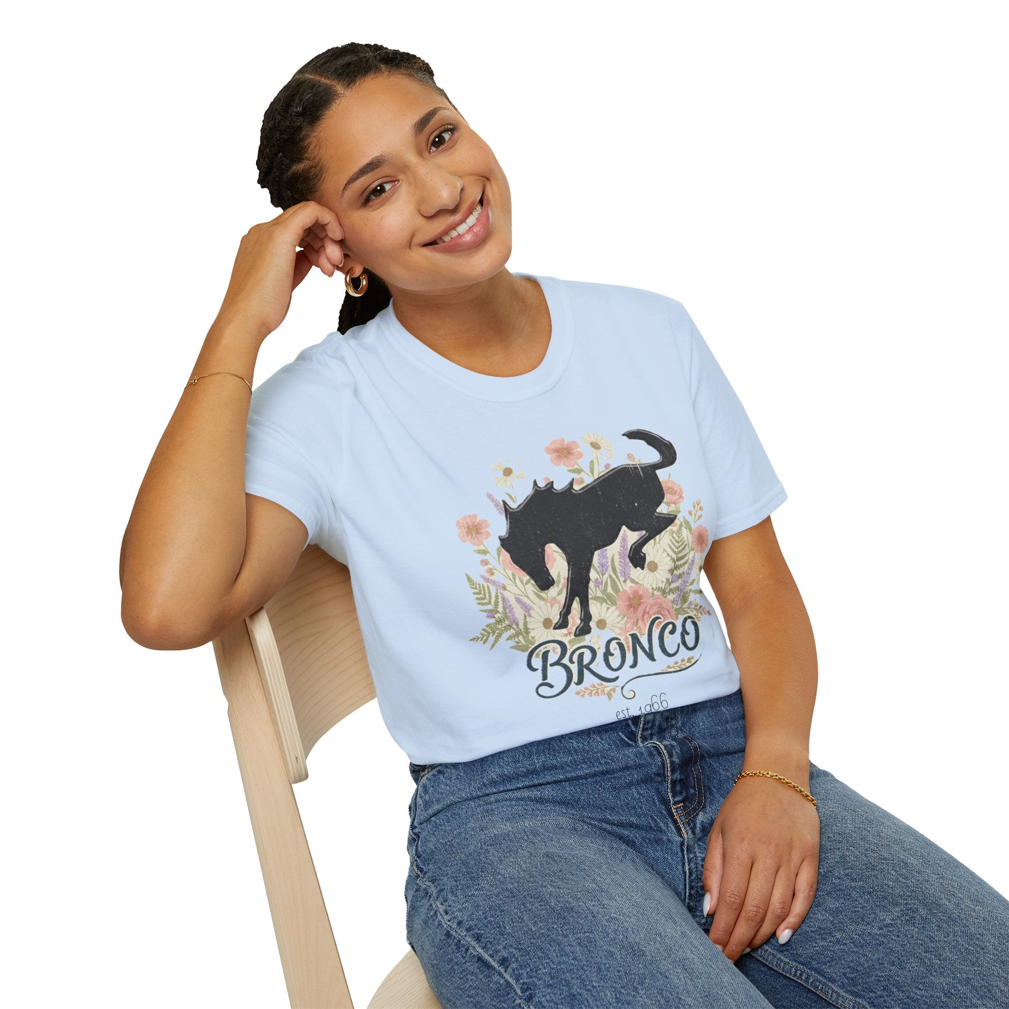 Bronco Floral T-Shirt – Bucking Horse Meets Wildflower | Rugged & Refined Graphic Tee