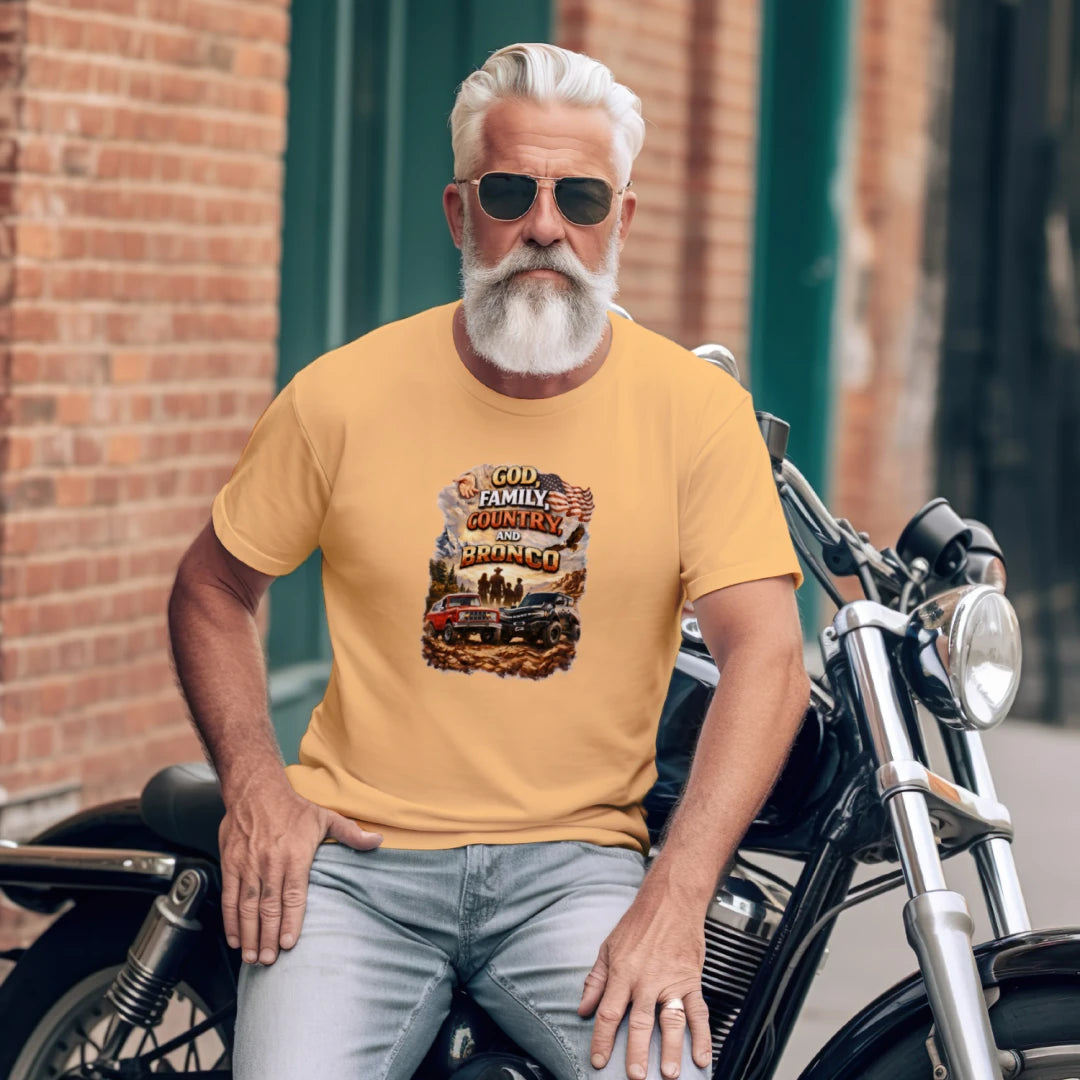 God, Family, Country & Ford Bronco Tee – Bronco Heritage & Adventure Lifestyle Shirt T-Shirt