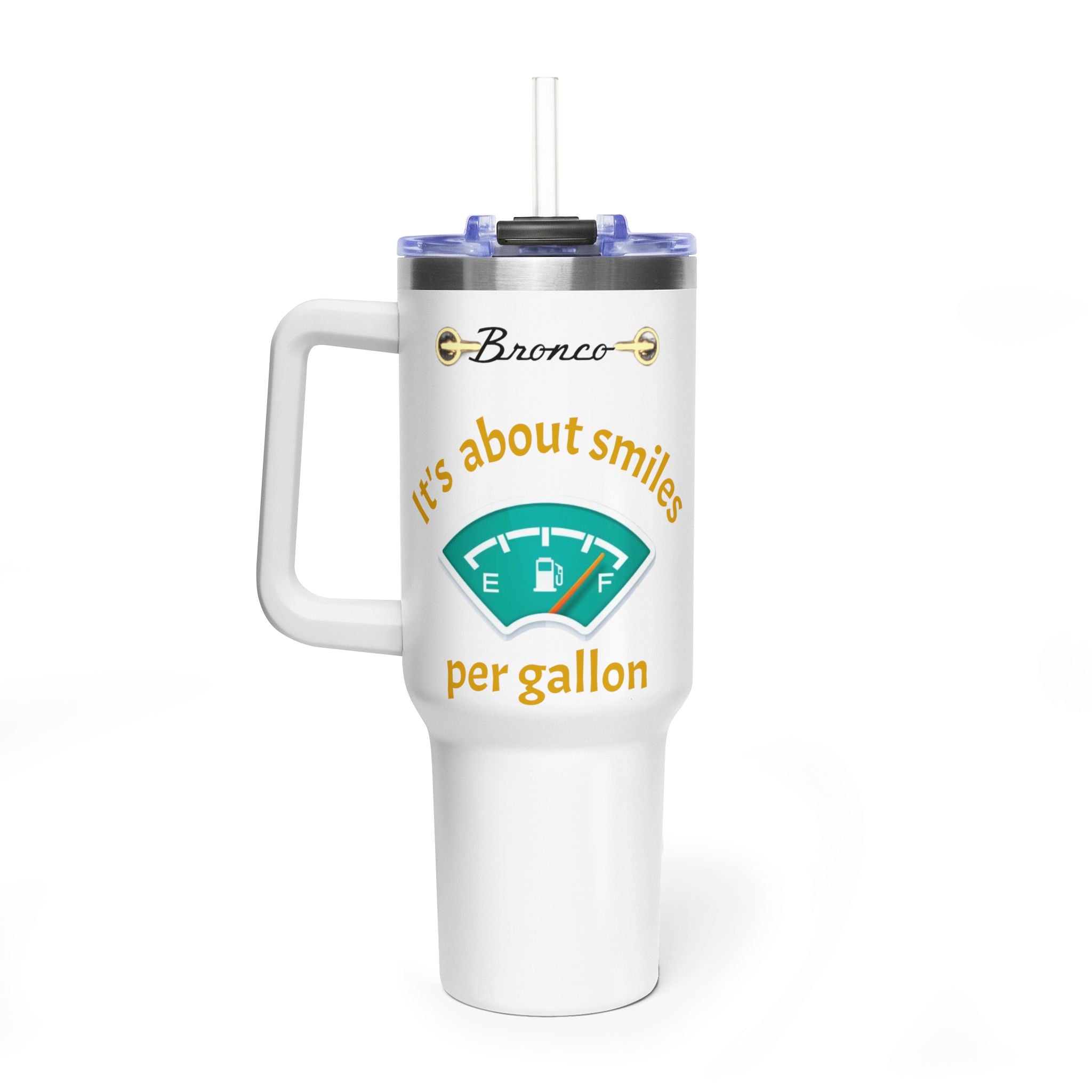 Smiles Per Gallon 40oz Vacuum Insulated Tumbler | Bronco Lifestyle Adventure Travel Mug