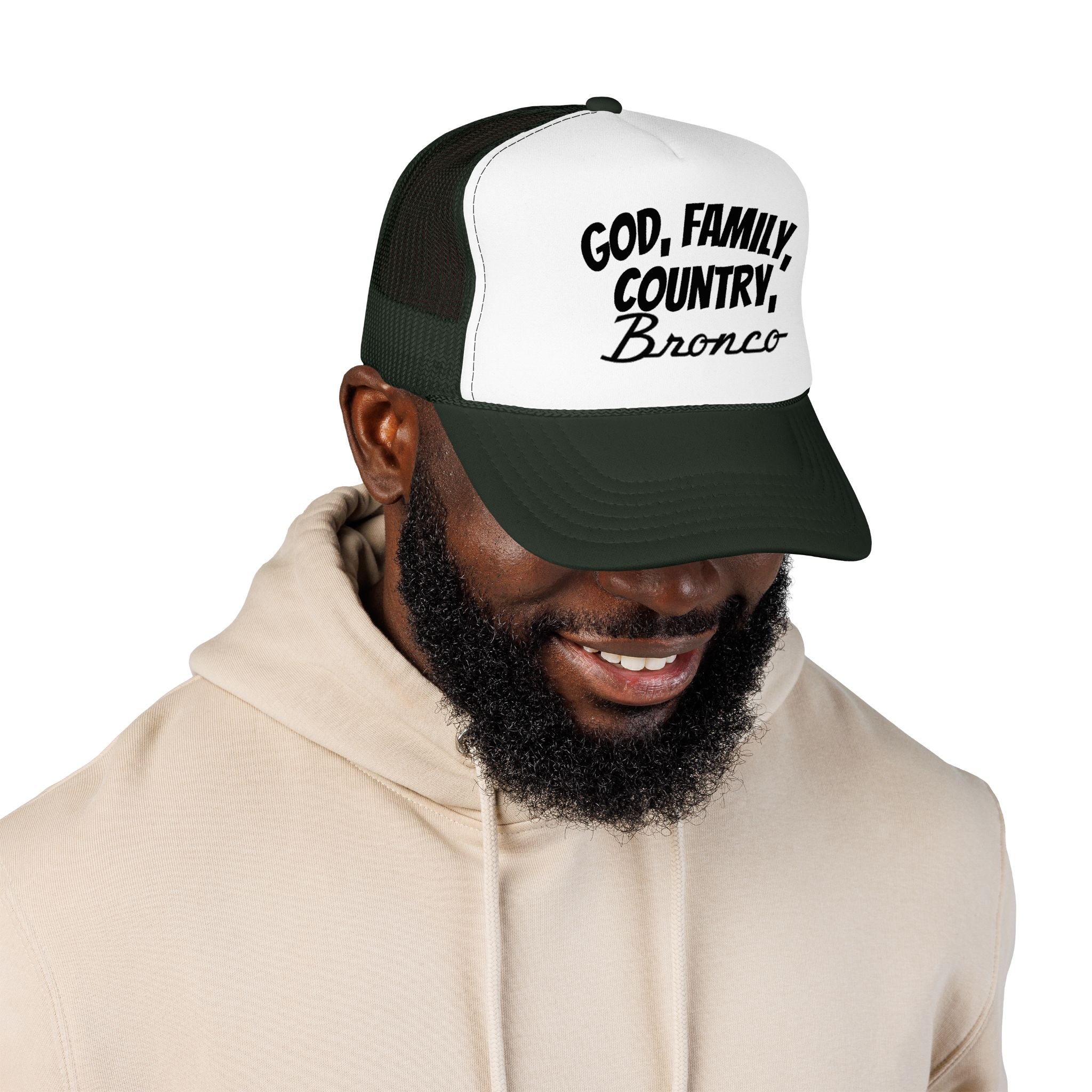 God. Family. Country. Bronco. Trucker Hat – Built Wild, Built With Values