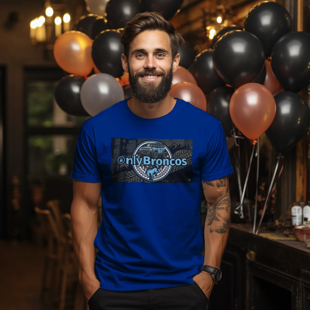 “Only Broncos” Performance Tee – No Subscriptions, Just Trails wicking tee