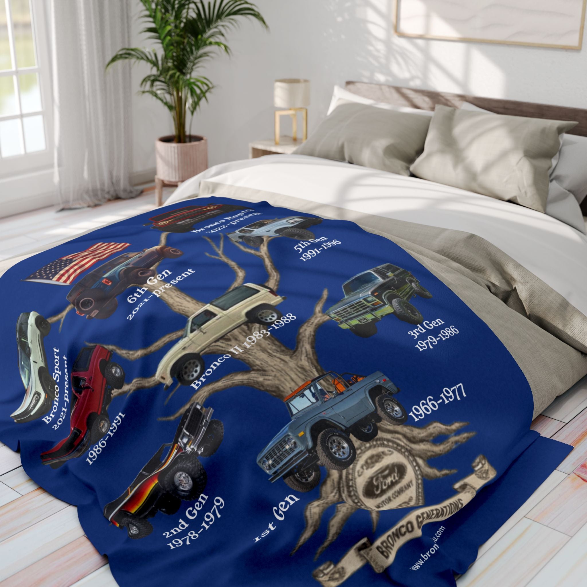 Bronco Generations Fleece Blanket – Ford Bronco Family Tree