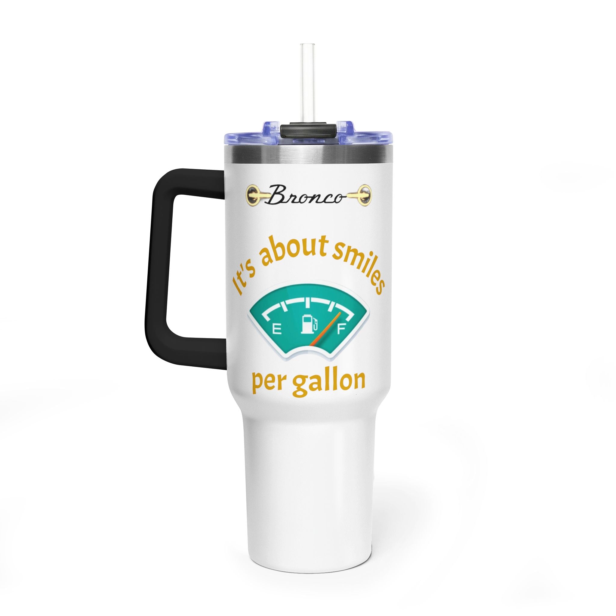 Smiles Per Gallon 40oz Vacuum Insulated Tumbler | Bronco Lifestyle Adventure Travel Mug