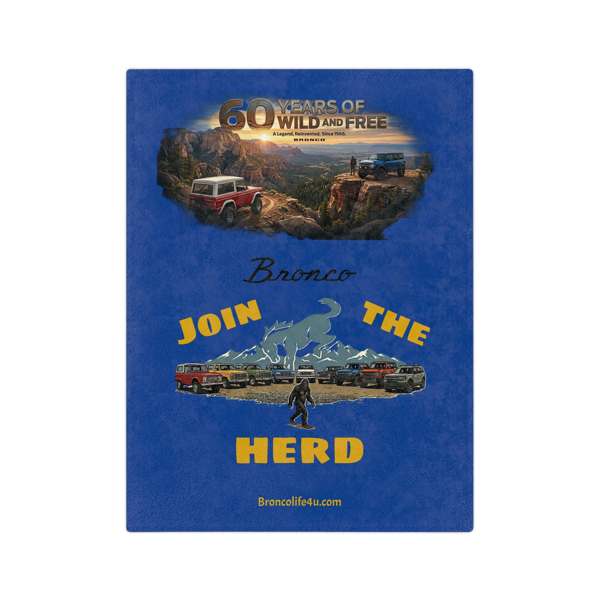 Join the Herd Premium Microfiber Blanket | Bronco Heritage Adventure Throw | 60 Years of Wild & Free