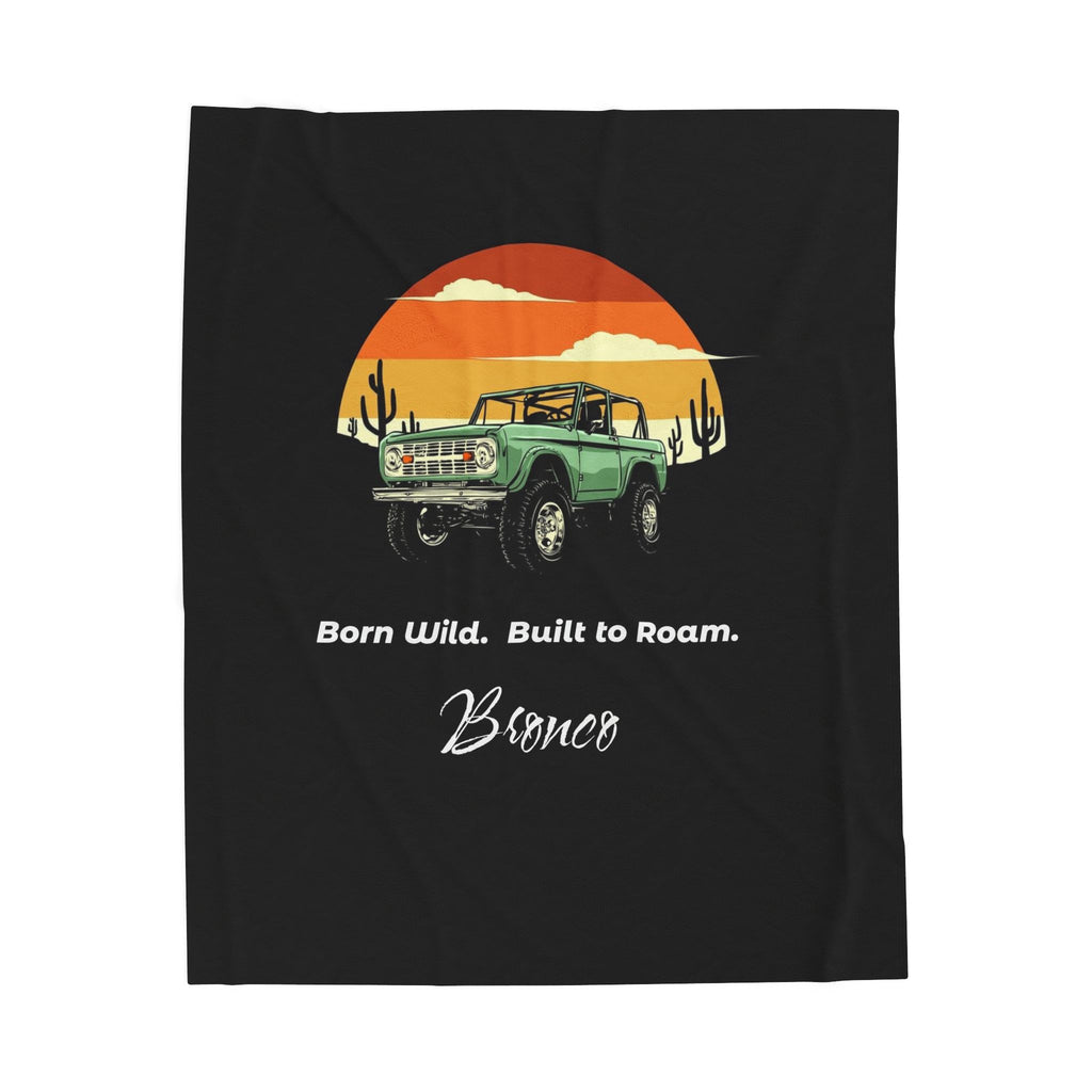 Bronco Life “Ride. Roam. Nap.” Velveteen Plush Blanket – Sunset Vintage Edition