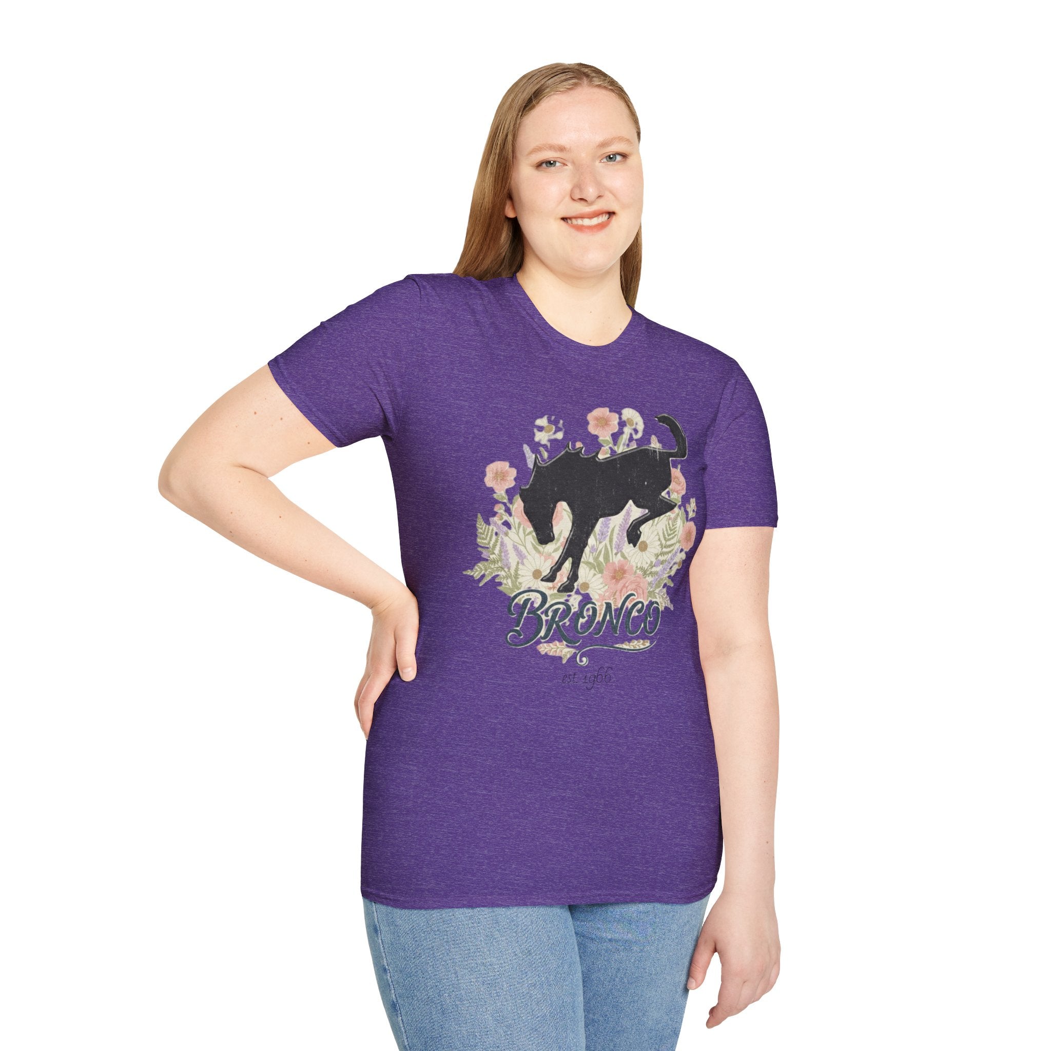 Bronco Floral T-Shirt – Bucking Horse Meets Wildflower | Rugged & Refined Graphic Tee