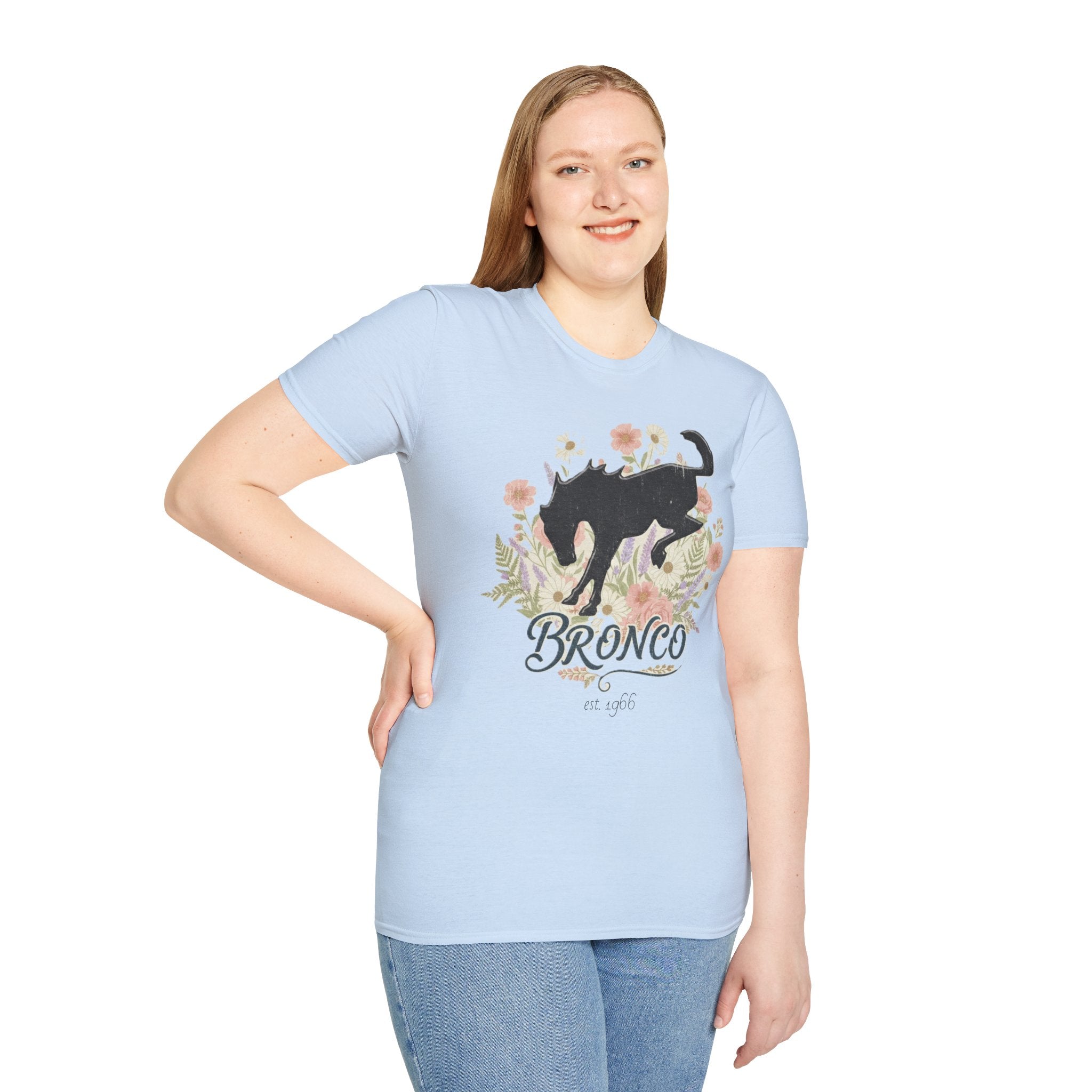 Bronco Floral T-Shirt – Bucking Horse Meets Wildflower | Rugged & Refined Graphic Tee
