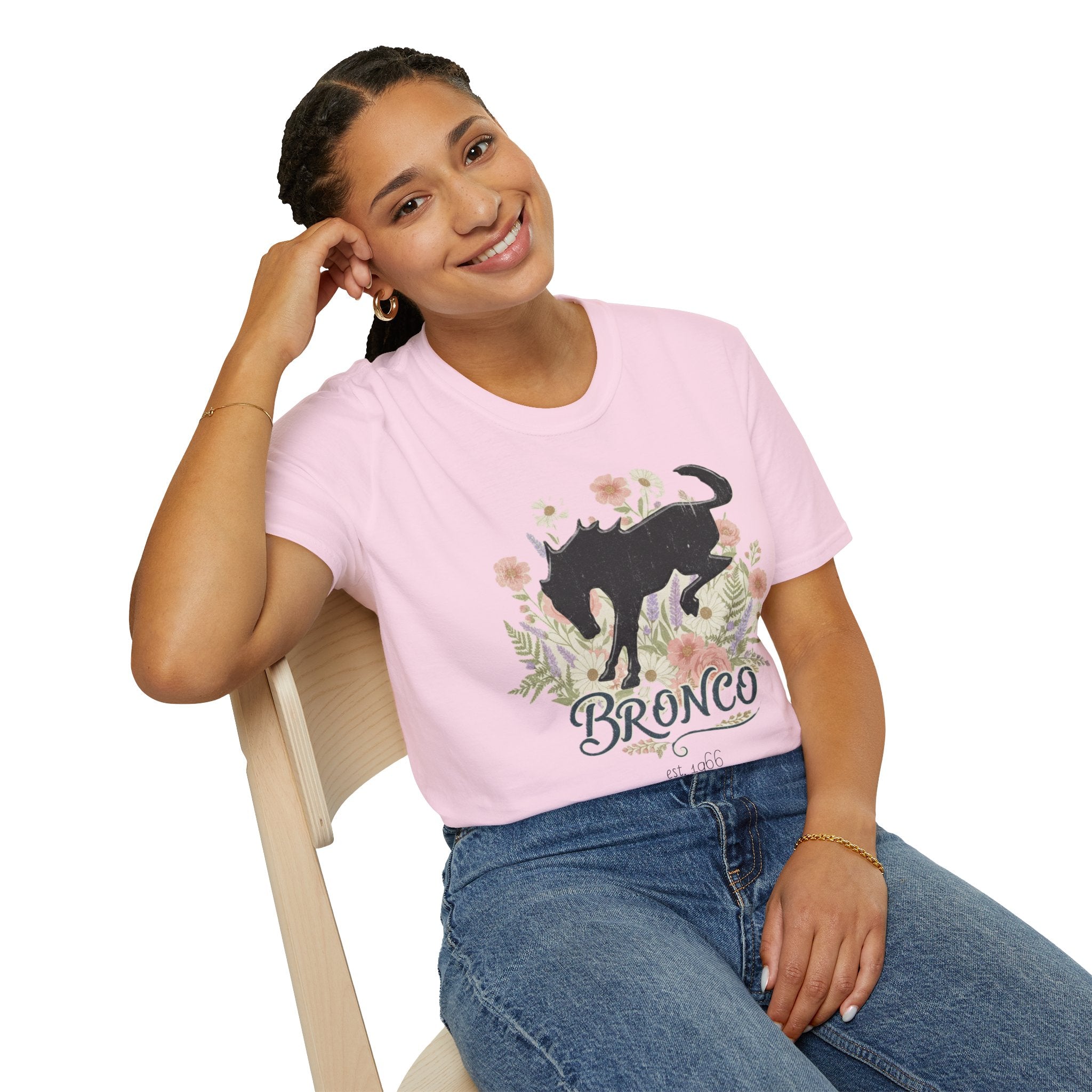 Bronco Floral T-Shirt – Bucking Horse Meets Wildflower | Rugged & Refined Graphic Tee