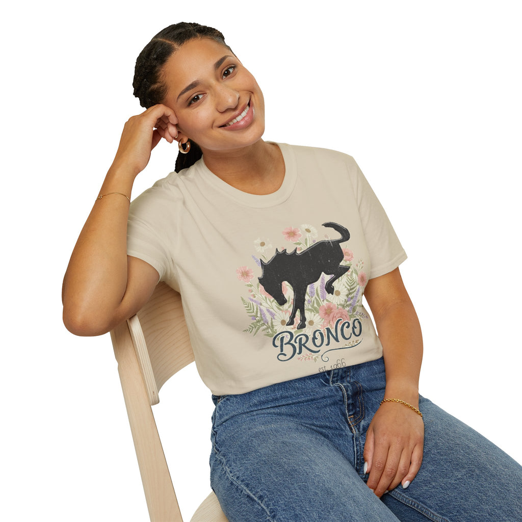Bronco Floral T-Shirt – Bucking Horse Meets Wildflower | Rugged & Refined Graphic Tee
