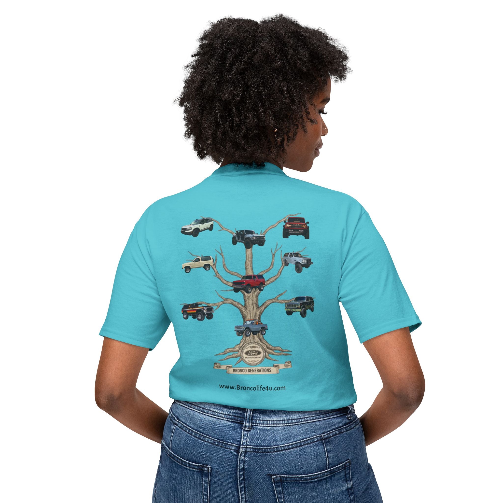 Bronco Family Tree Tee — Six Generations of Grit, Gas & Glory