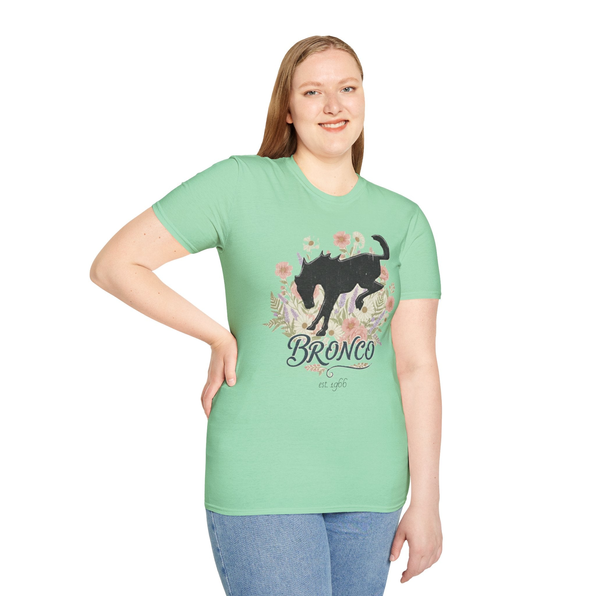 Bronco Floral T-Shirt – Bucking Horse Meets Wildflower | Rugged & Refined Graphic Tee