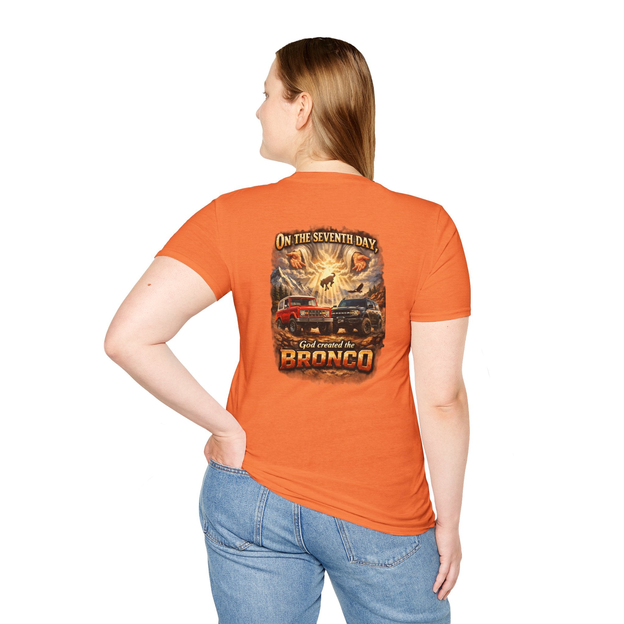 On the Seventh Day God Created the Bronco Tee – Vintage Ford Bronco Graphic Shirt