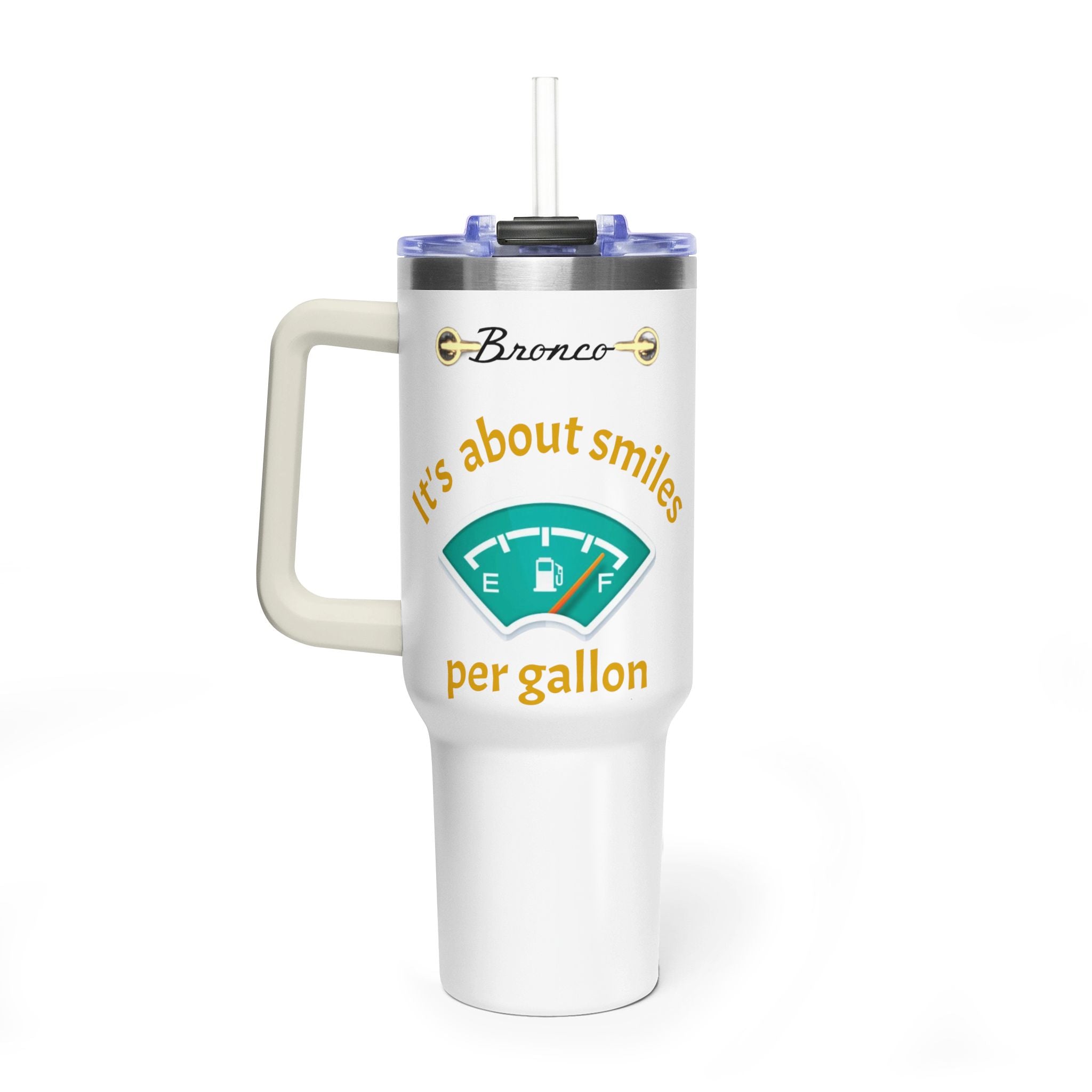 Smiles Per Gallon 40oz Vacuum Insulated Tumbler | Bronco Lifestyle Adventure Travel Mug