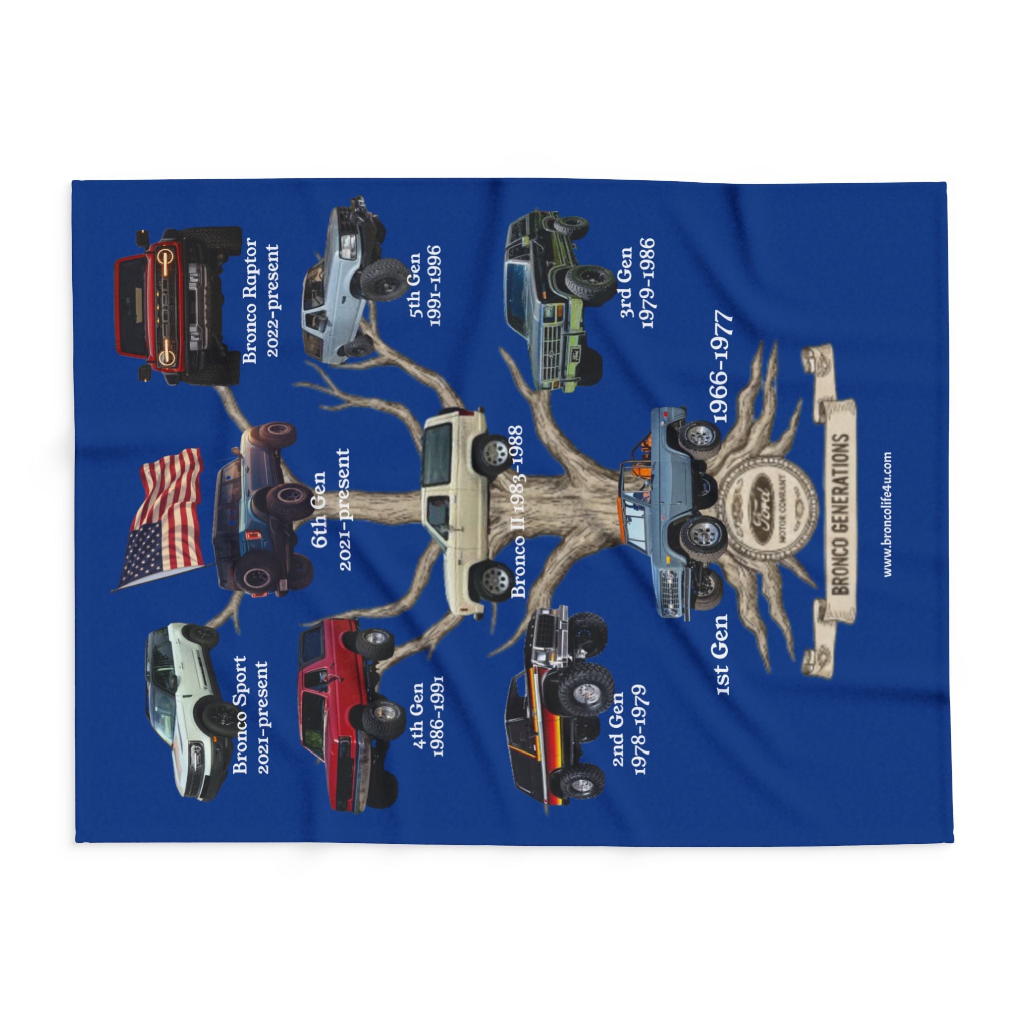 Bronco Generations Fleece Blanket – Ford Bronco Family Tree