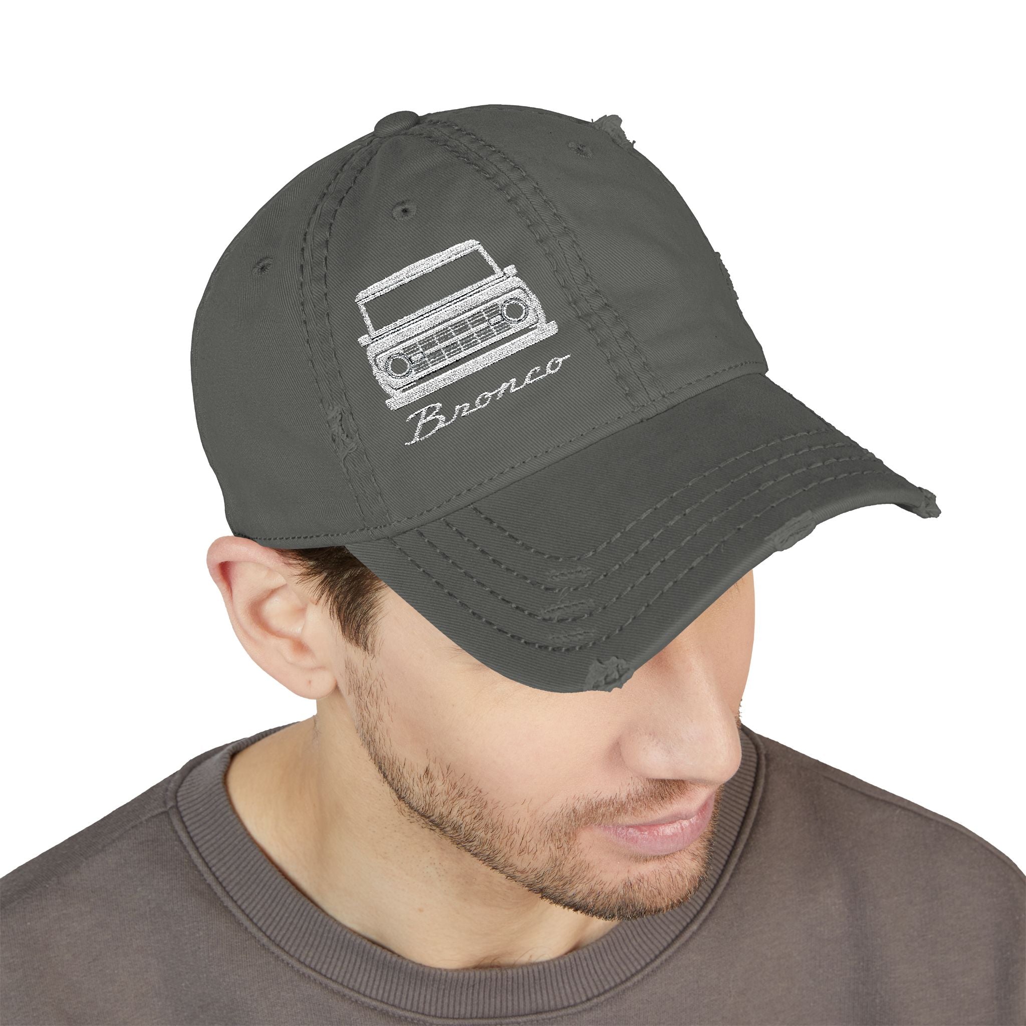 Classic '66 Bronco Silhouette Distressed Dad Hat – Vintage Embroidered Trail Icon