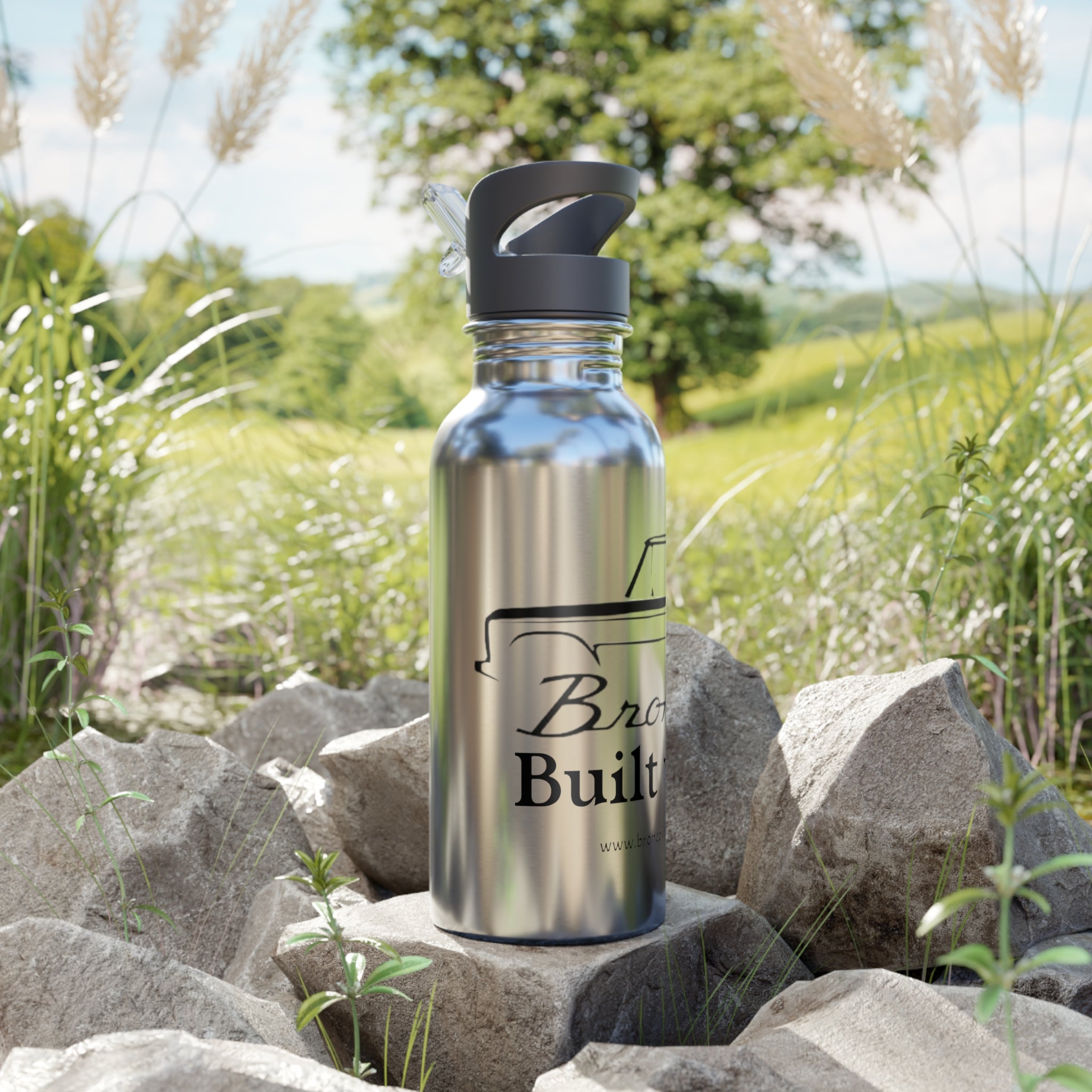 Built Wild Bronco Stainless Steel Water Bottle – 20oz Insulated with Straw Lid