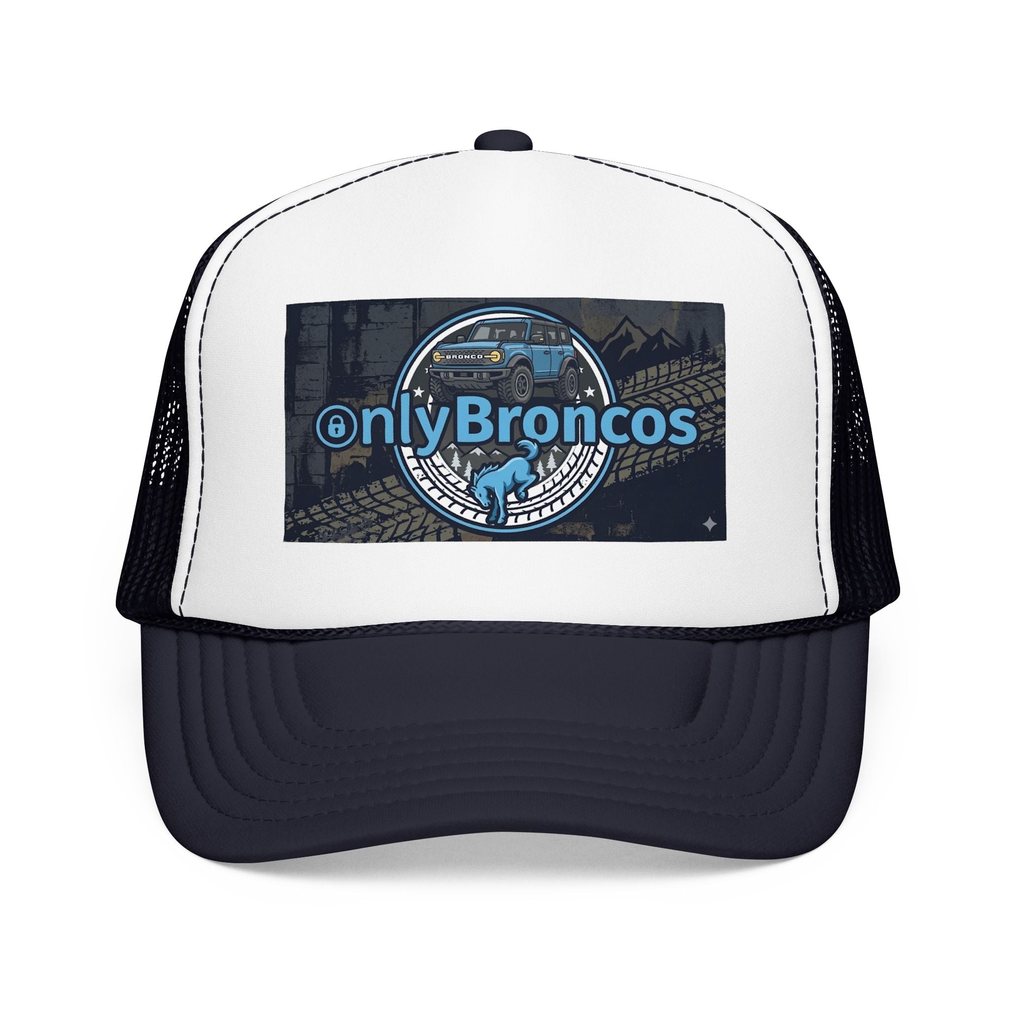 Only Broncos Foam Trucker Hat – 6G Bronco & Bucking Bronco Logo Retro Off-Road Cap