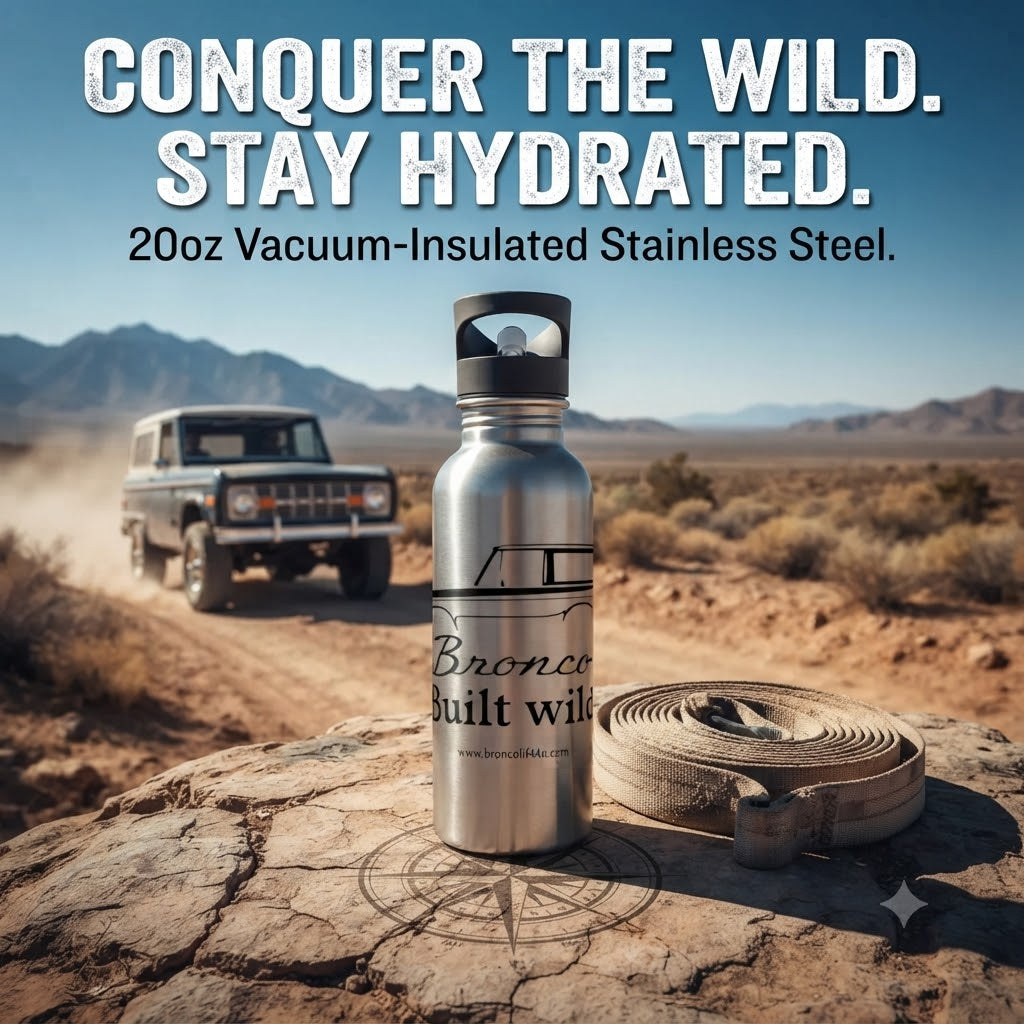 Built Wild Bronco Stainless Steel Water Bottle – 20oz Insulated with Straw Lid